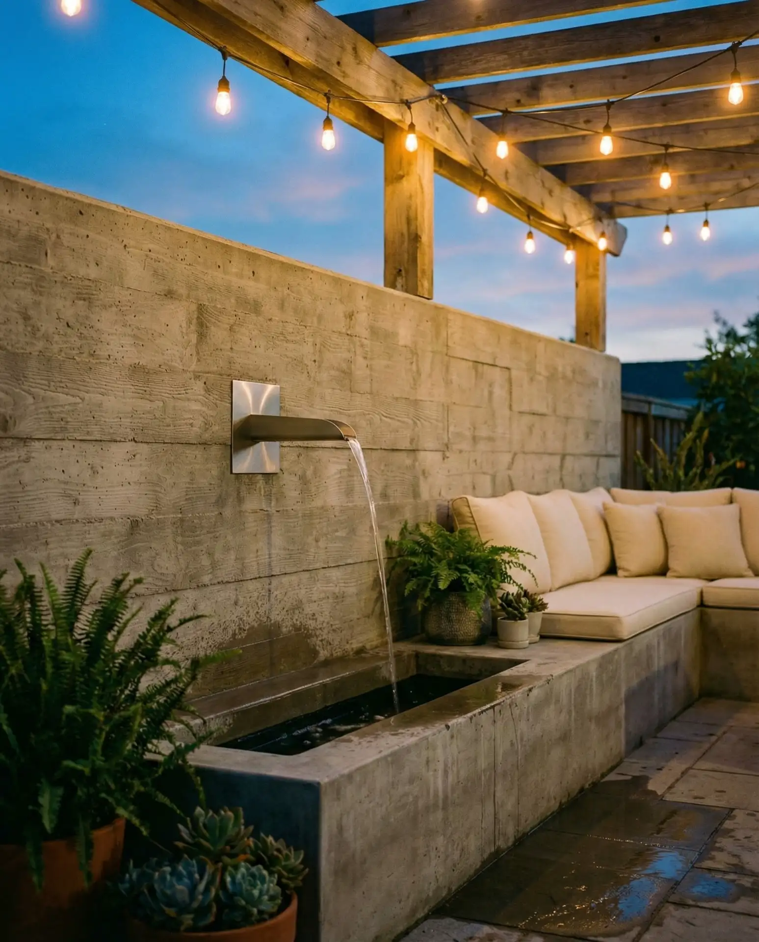 Modern Wall-Mounted Fountain for Compact Patios 2