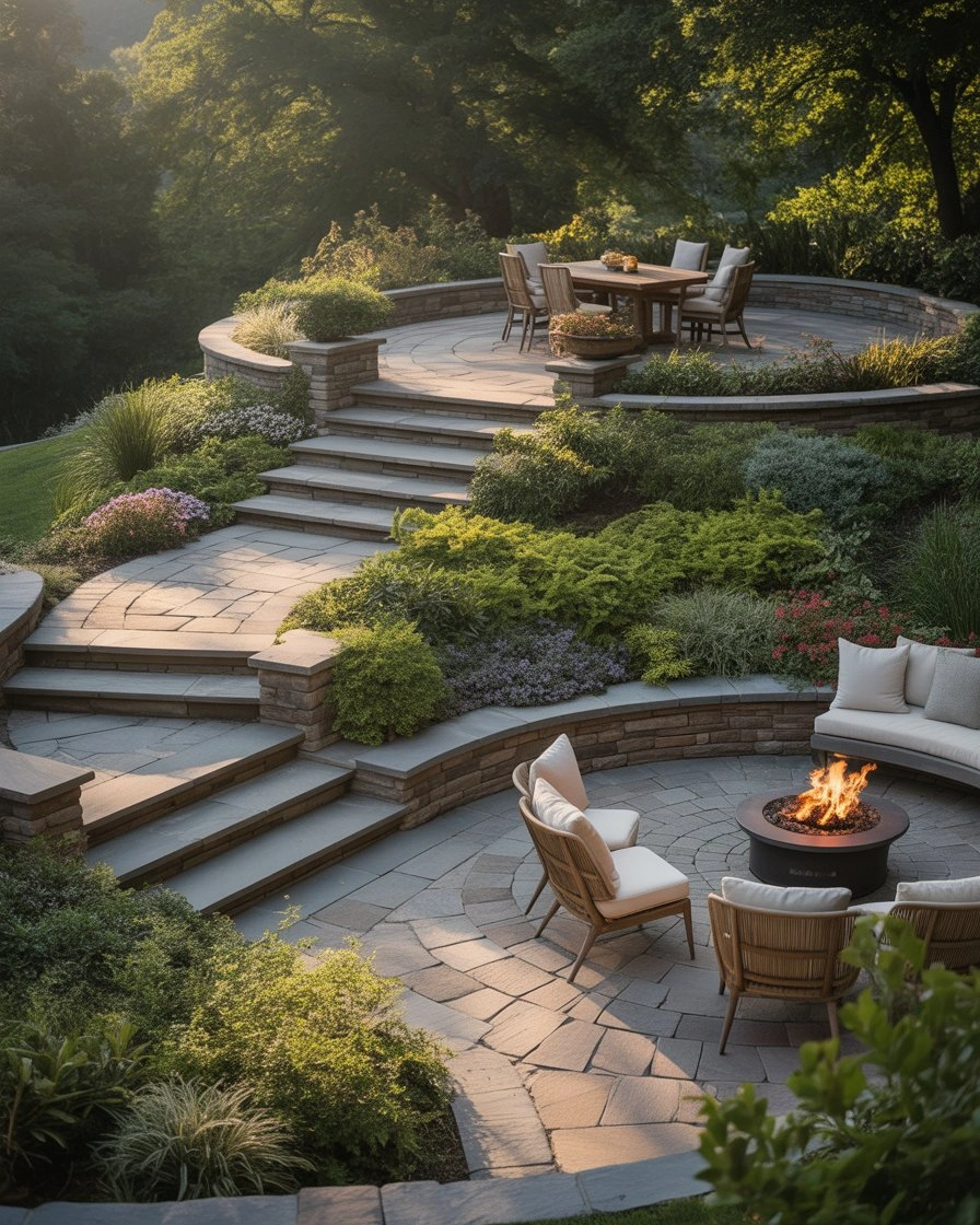 Multi-Level Paver Patio with Steps 1