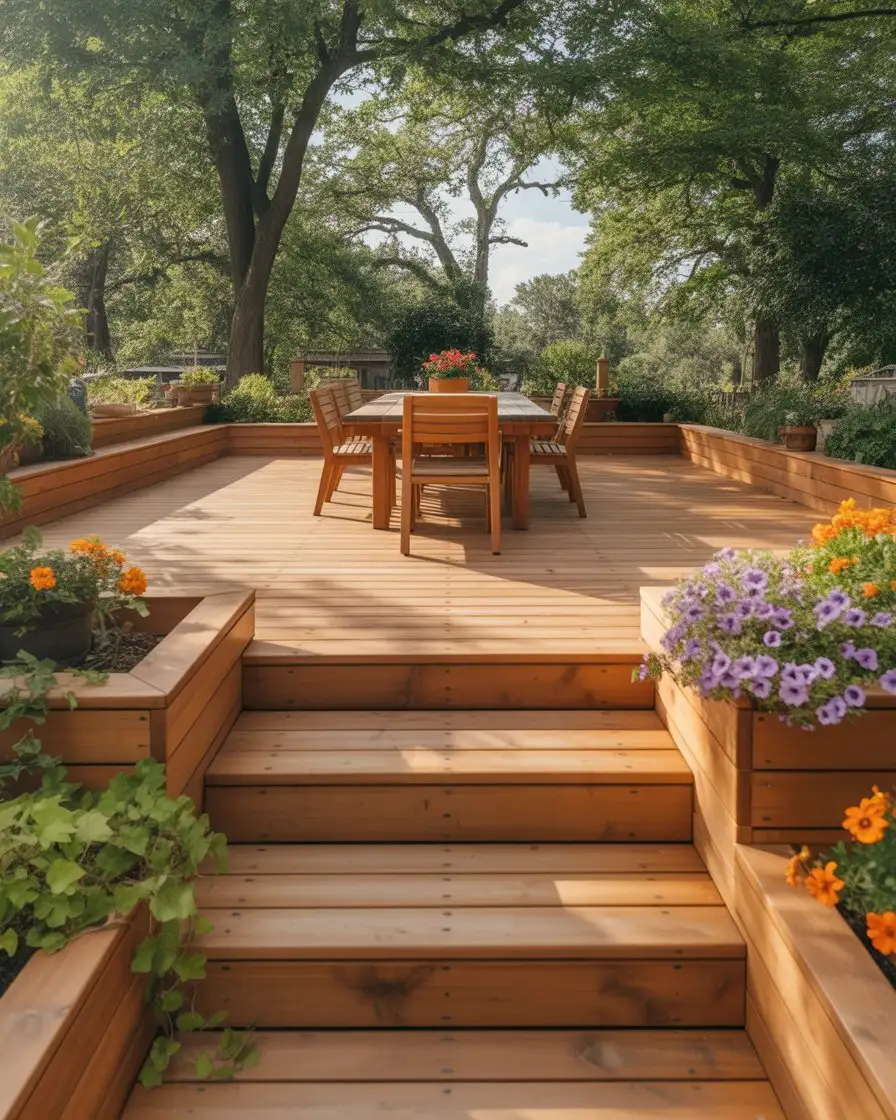 Multilevel Deck with Integrated Planters 1