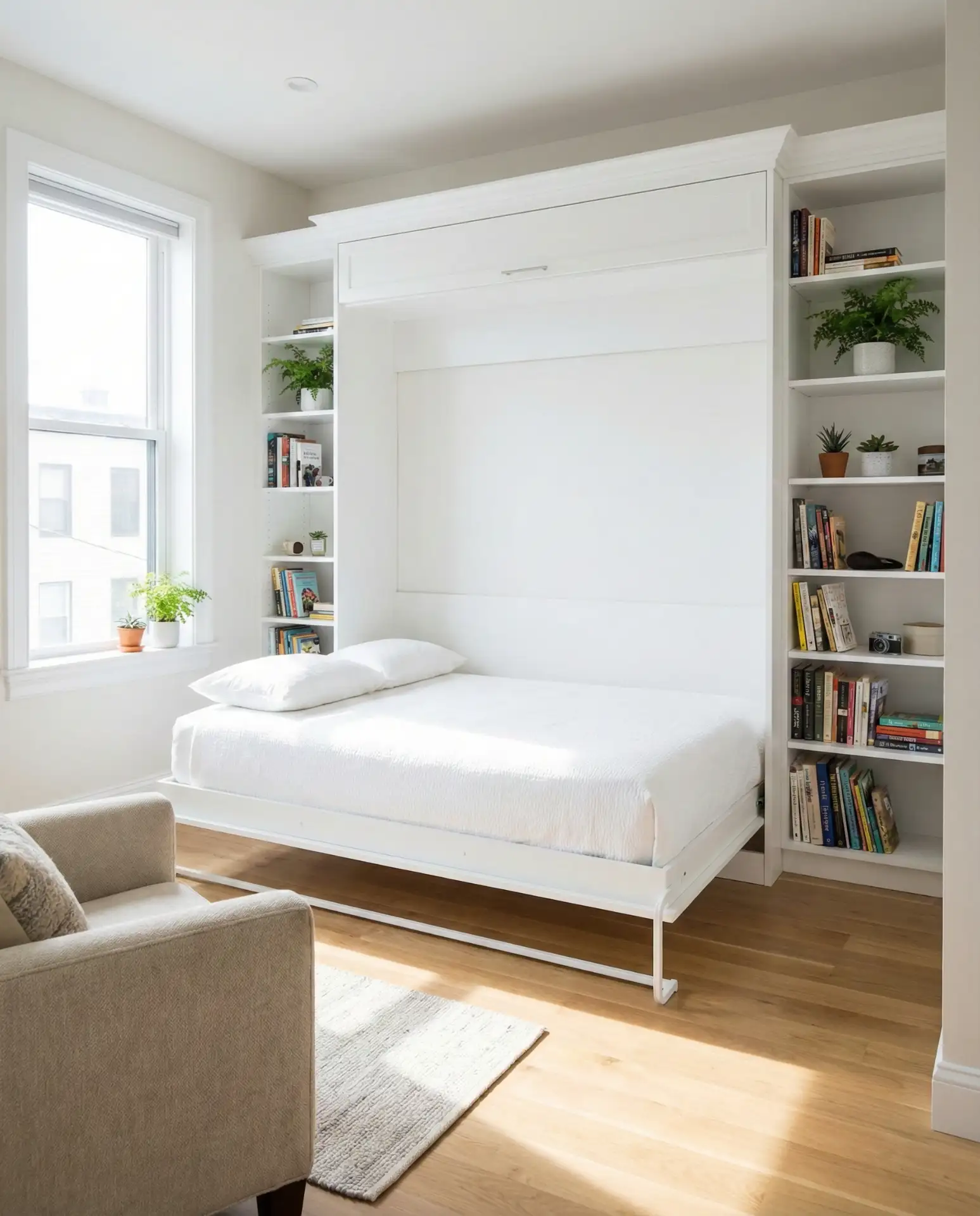 Murphy Bed with Built-In Shelving 1