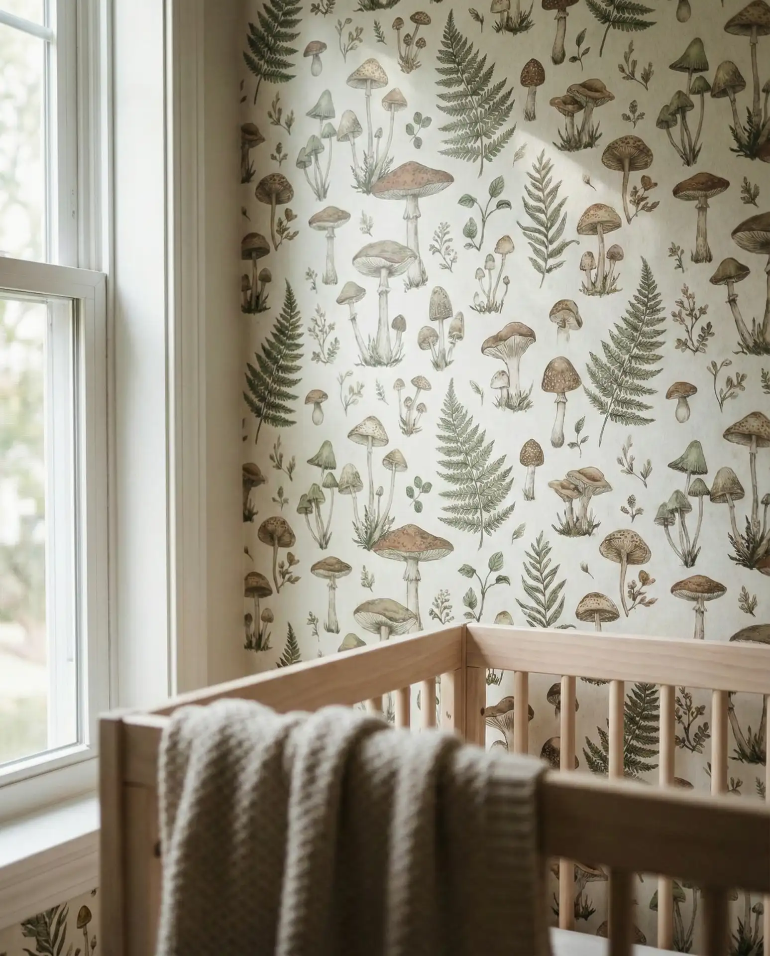 Mushroom Motif Wallpaper with Forest Floor Detail 1