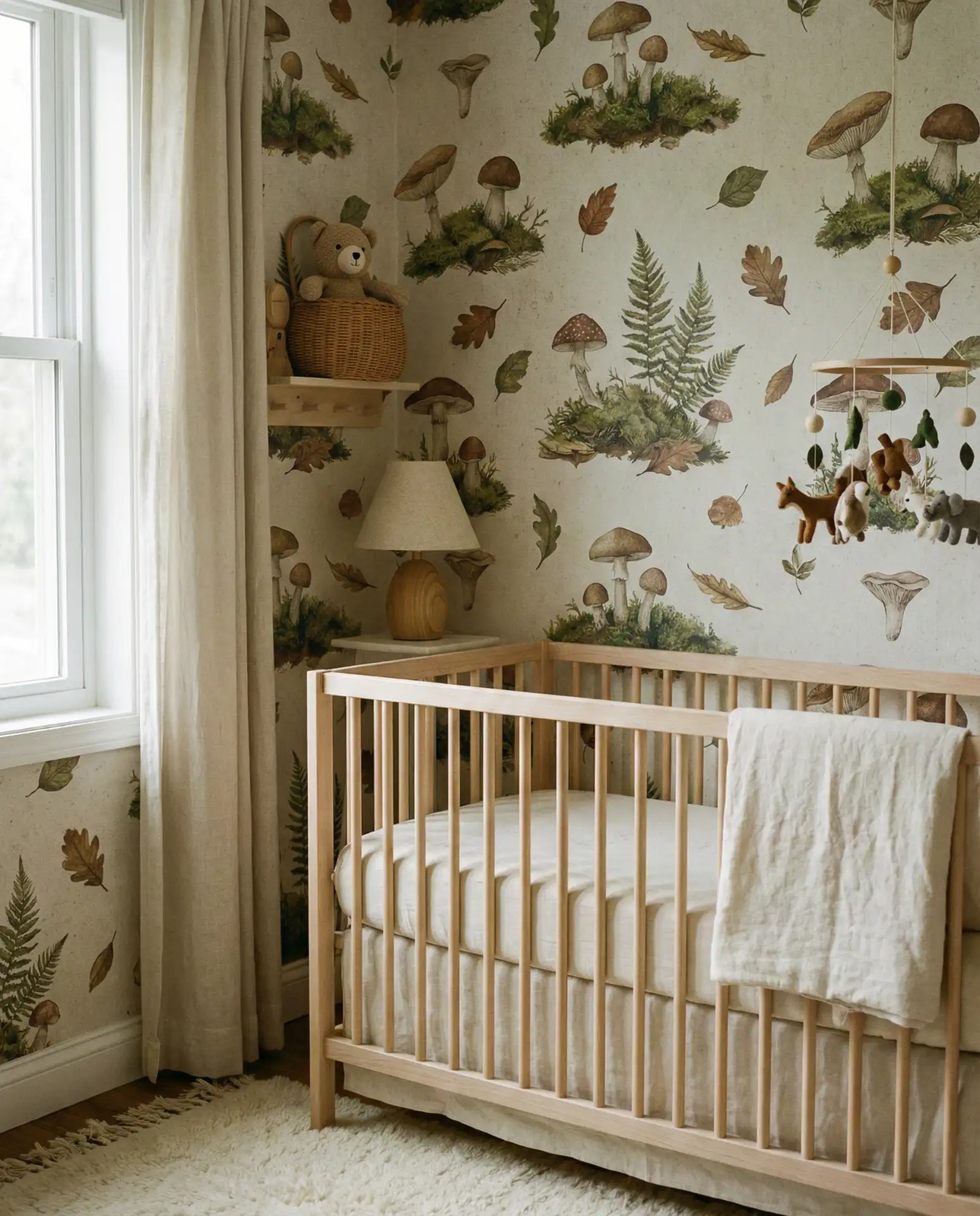 Mushroom Motif Wallpaper with Forest Floor Detail 2