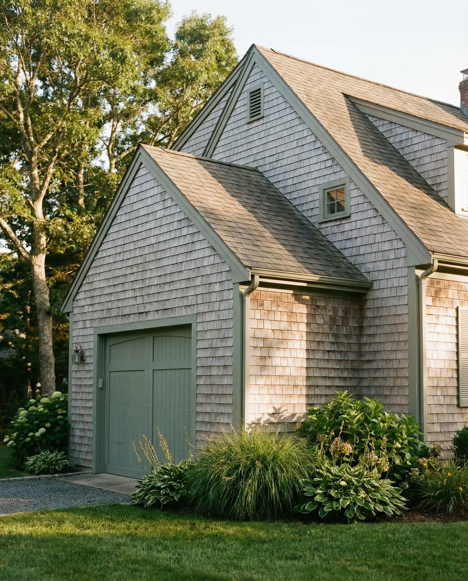 Natural Cedar Shingles with Green Trim 1