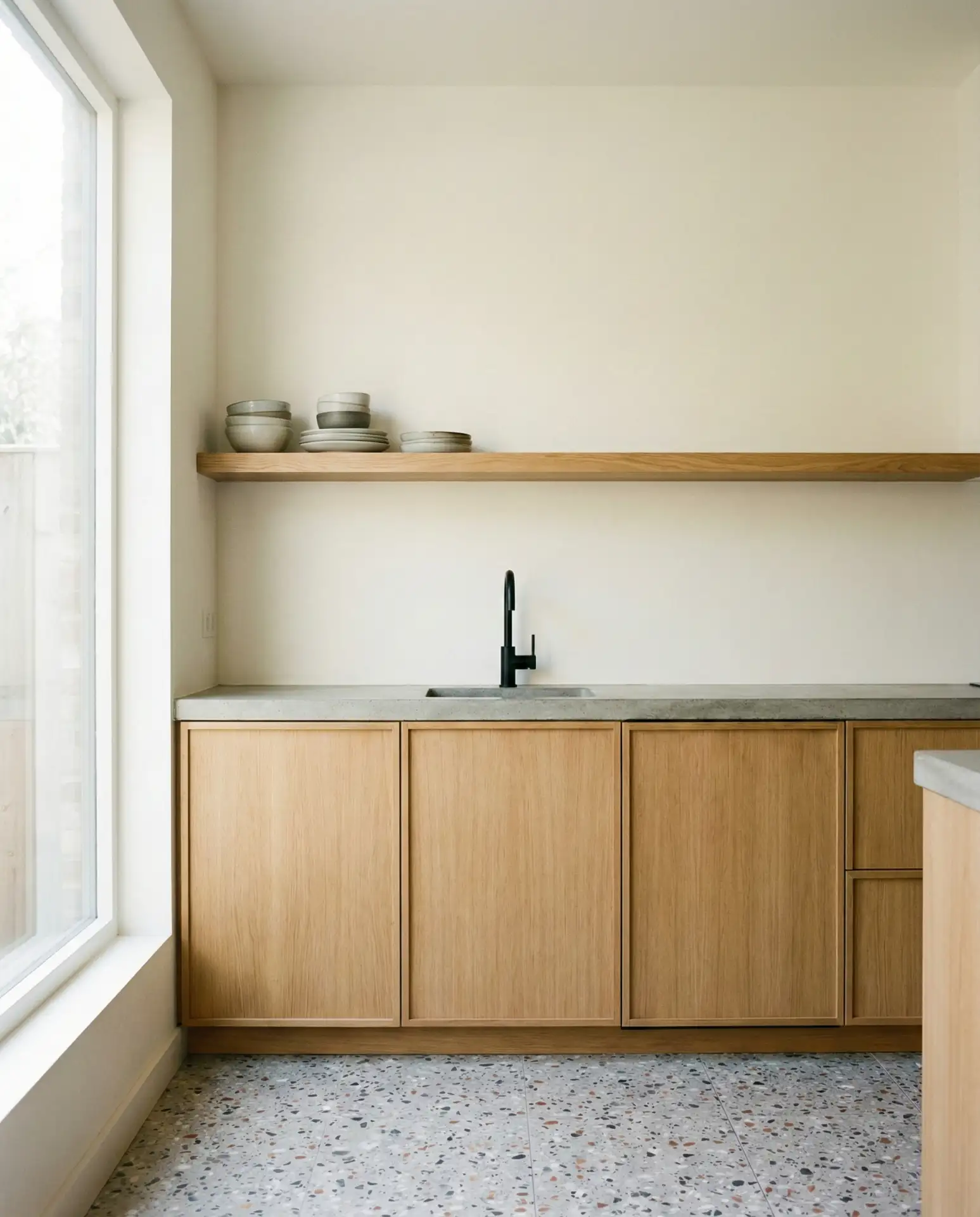 Natural Wood with No Upper Cabinets 1