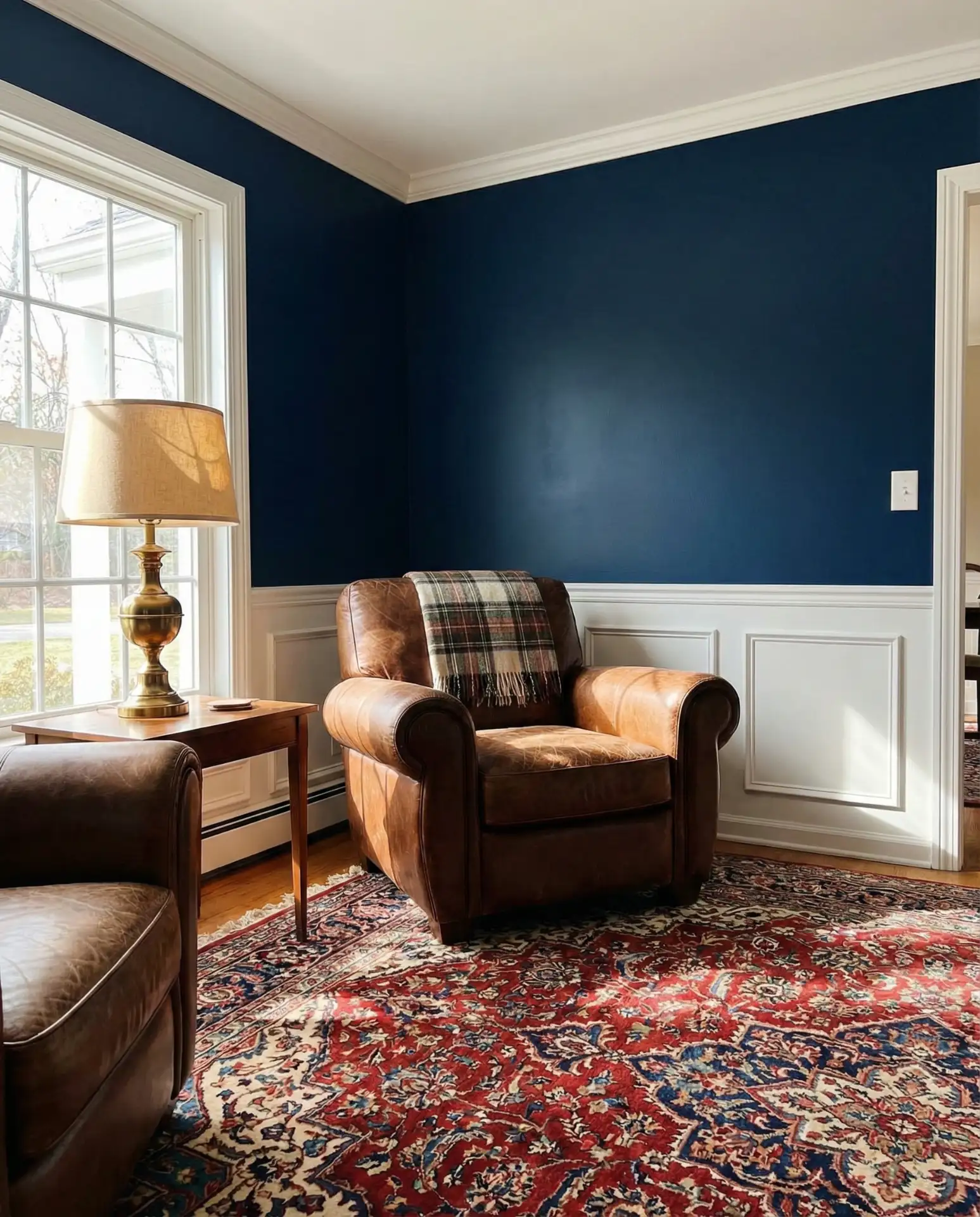 Navy Blue with White Wainscoting 1