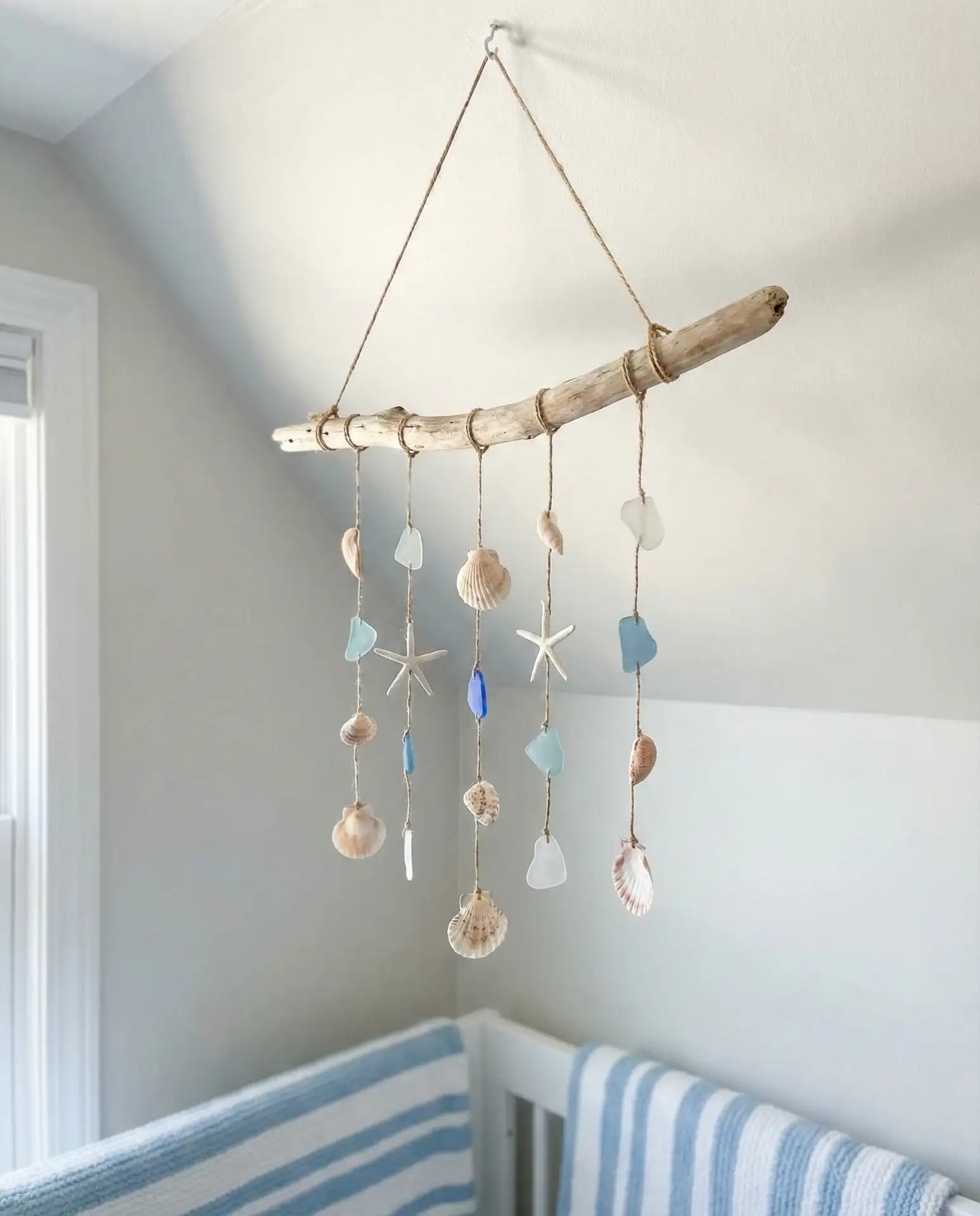 Ocean-Inspired Mobile with Driftwood and Shells 1