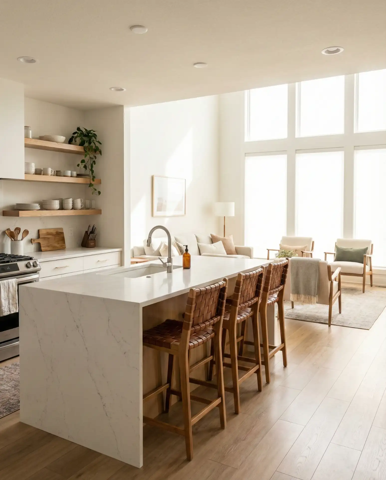 Open Concept Kitchen Flowing into Living Space 1