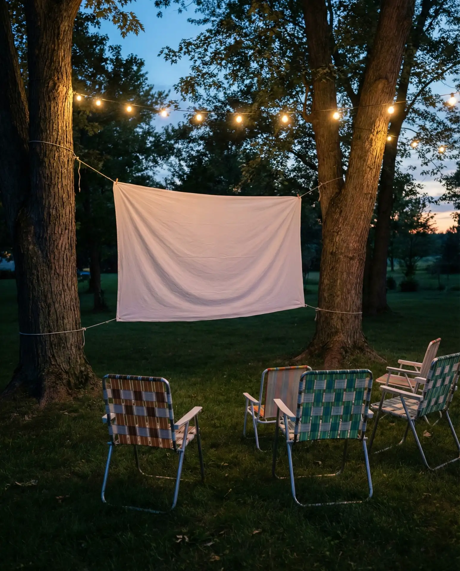 Outdoor Movie Screen with Bedsheet 2