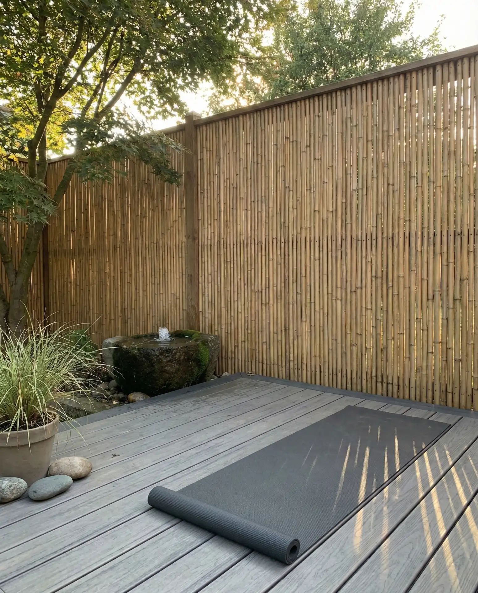 Outdoor Yoga Platform with Bamboo Screen 2