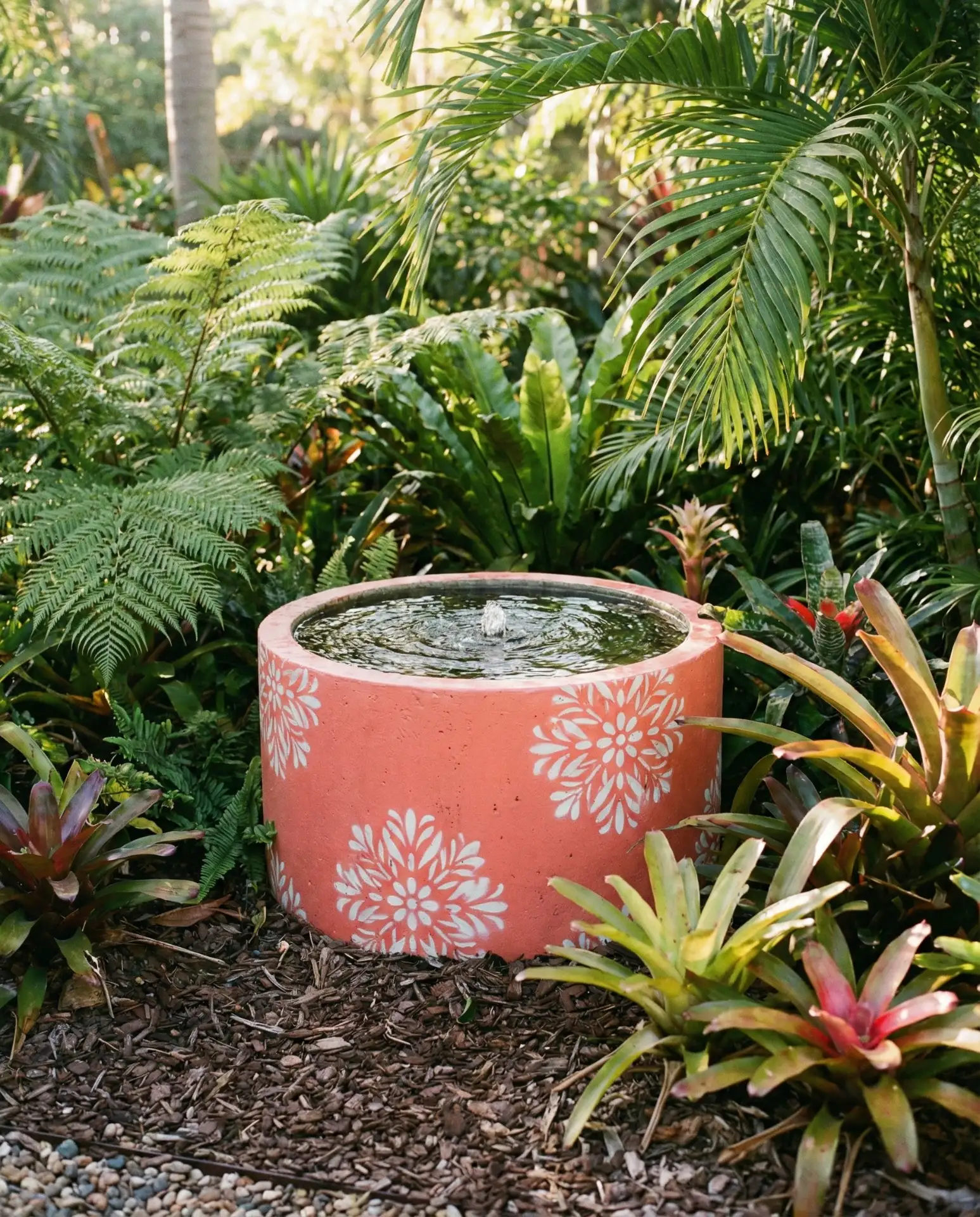 Painted Concrete Fountain for Vibrant Color Pops 1