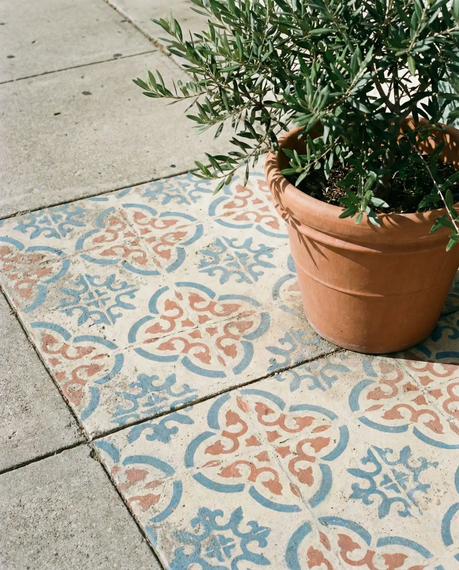 Painted Concrete Patio with Stencil Pattern 2