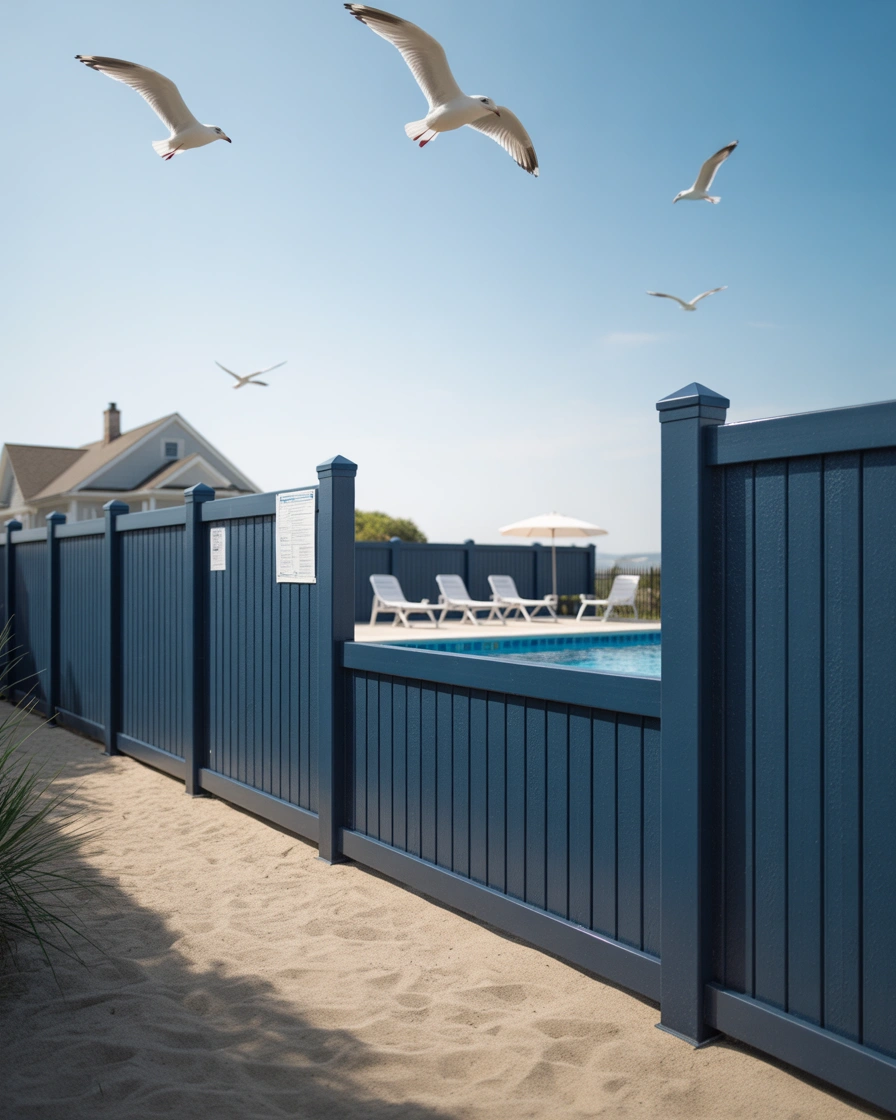 Painted Steel Panel Fence in Navy Blue 2