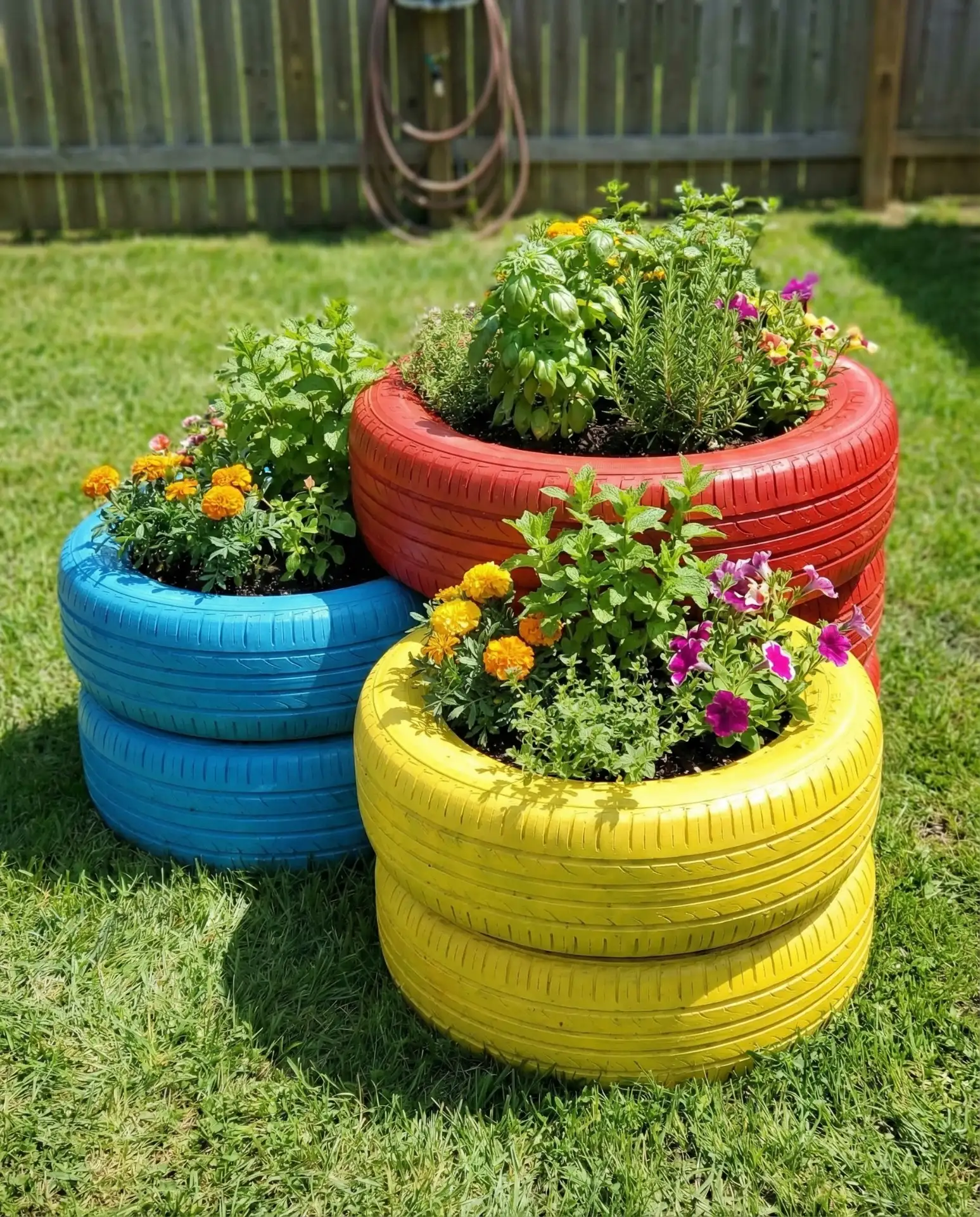 Painted Tire Planters 1