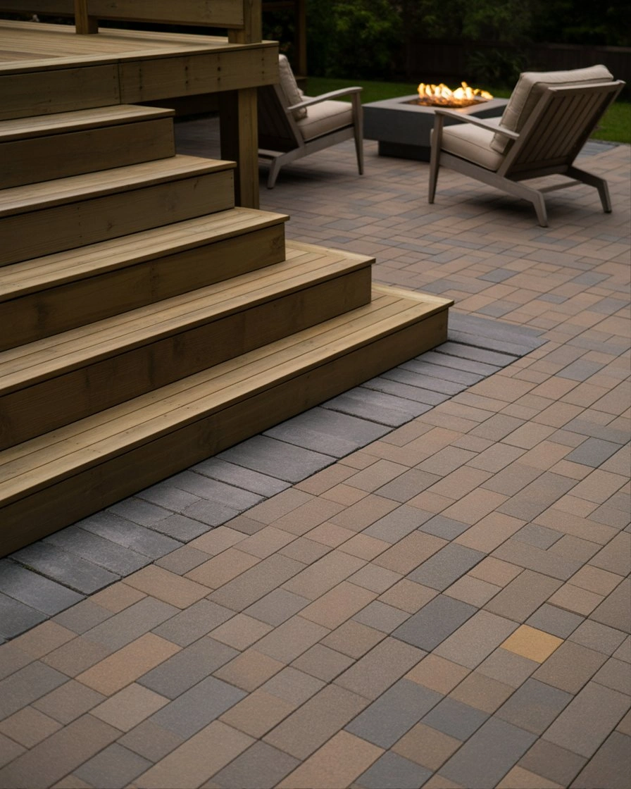 Paver Patio Extension from Existing Deck 1