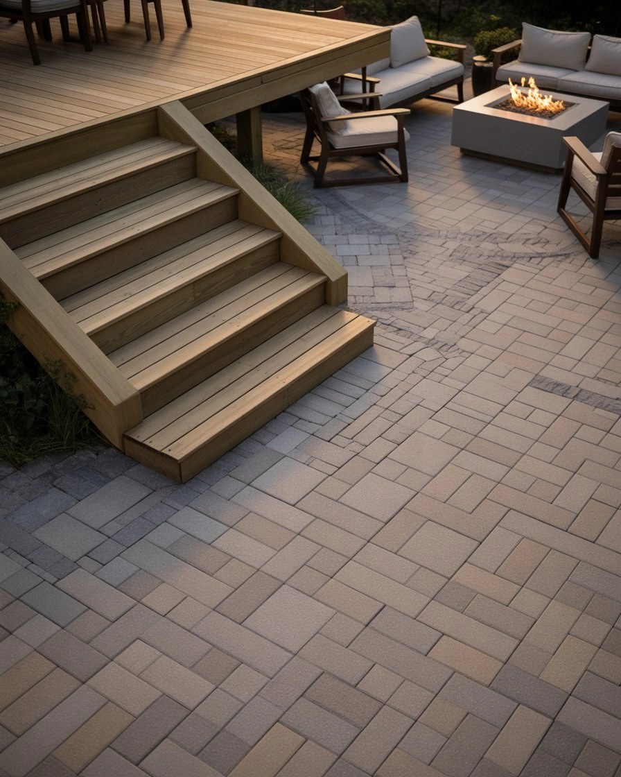 Paver Patio Extension from Existing Deck 2