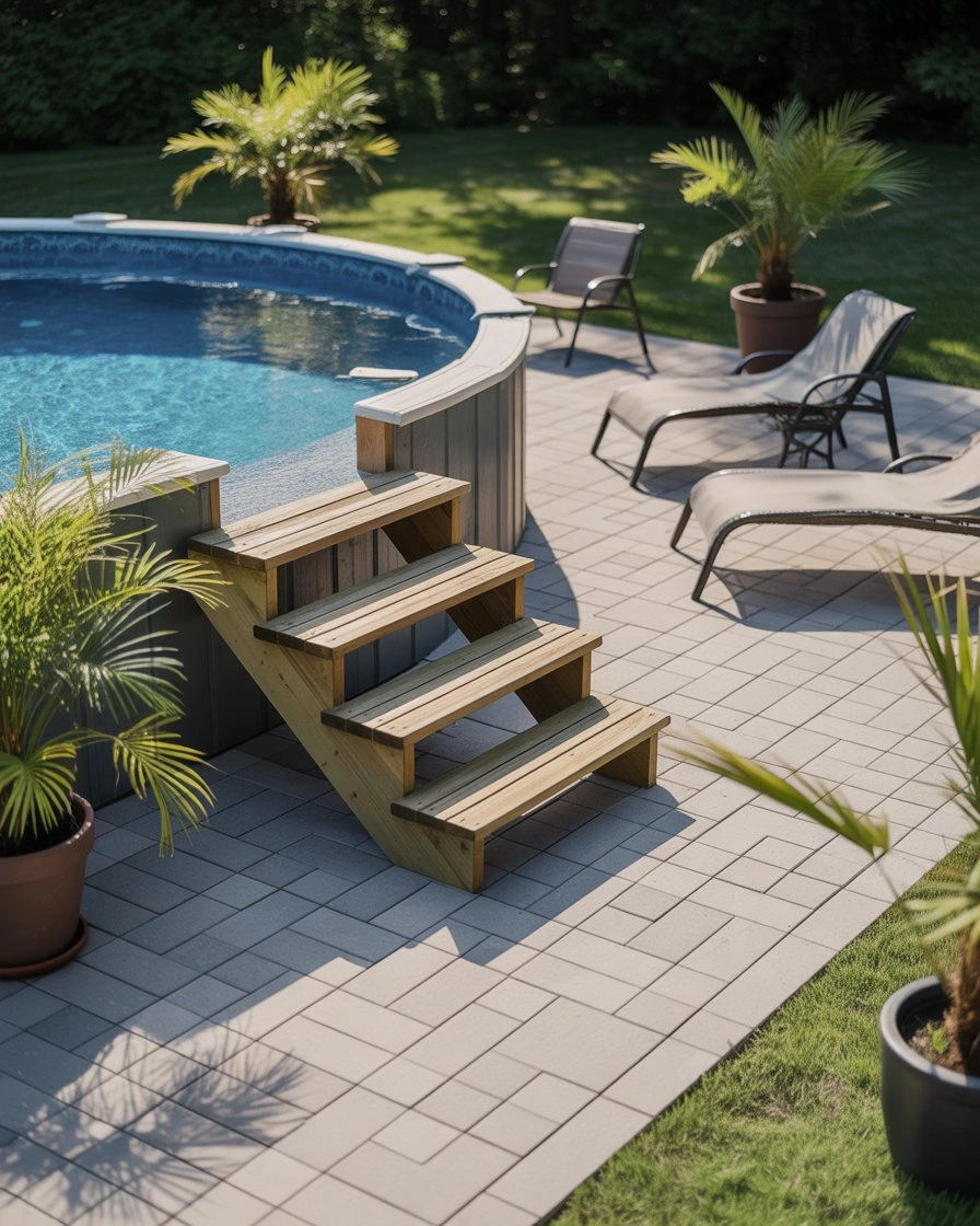 Paver Patio for Above Ground Pool Surround 1