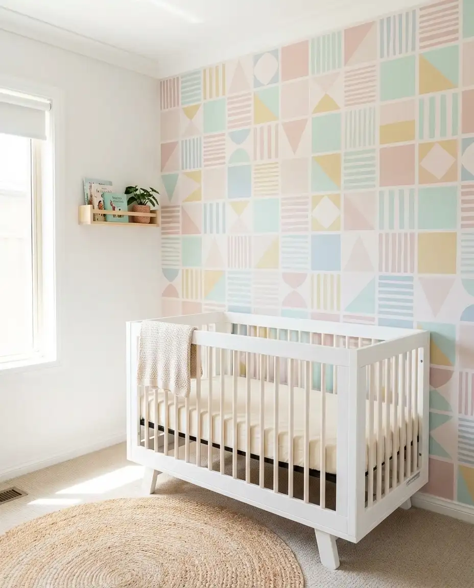 Peel-and-Stick Wallpaper with Geometric Patterns 1