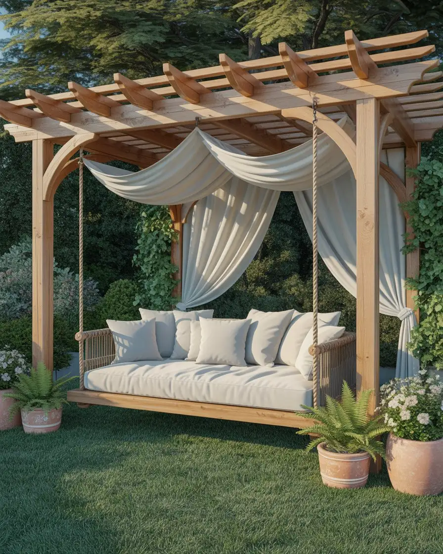 Pergola with Hanging Swing Bed 1
