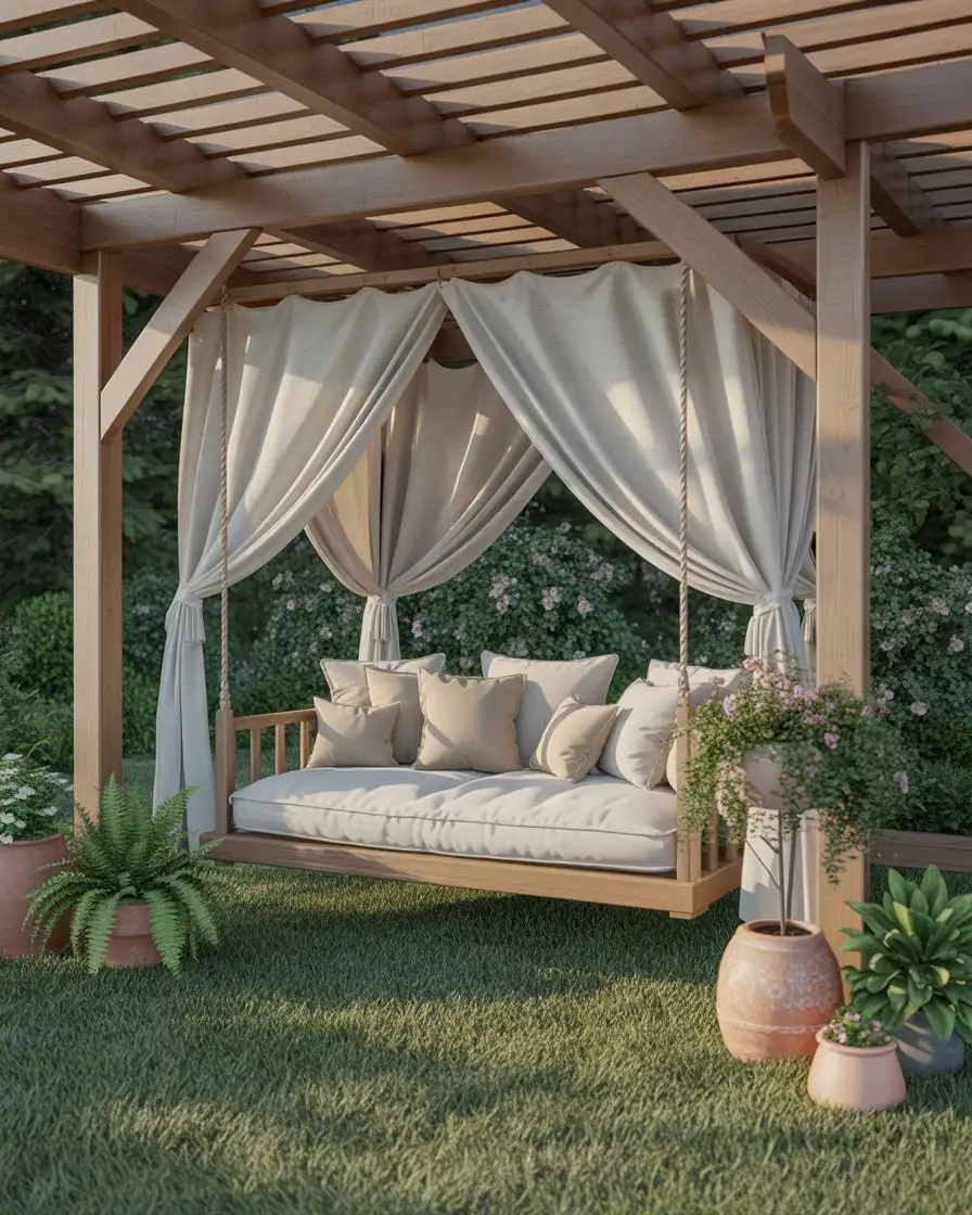 Pergola with Hanging Swing Bed 2