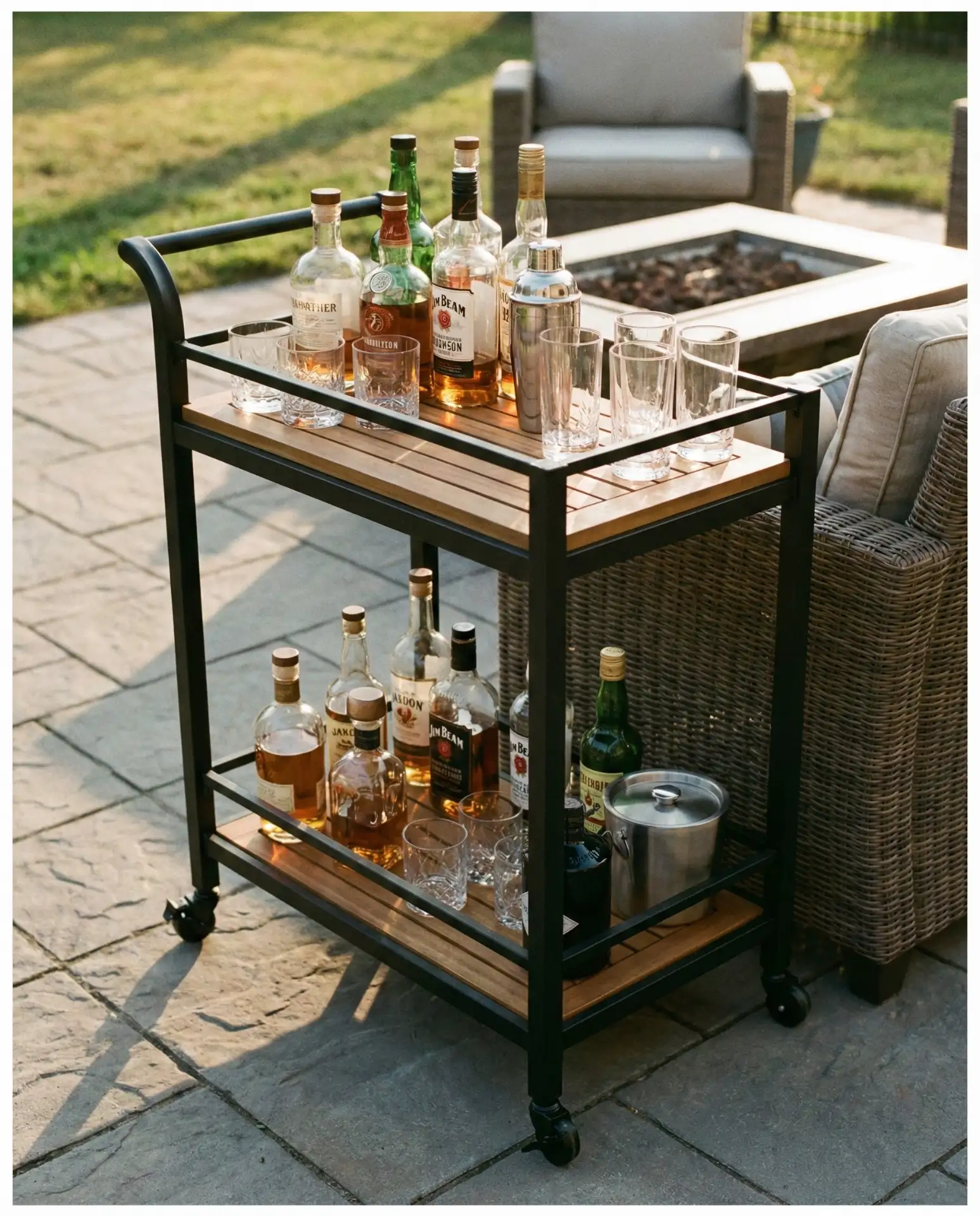 Portable Rolling Bar Cart for Flexible Entertaining 2