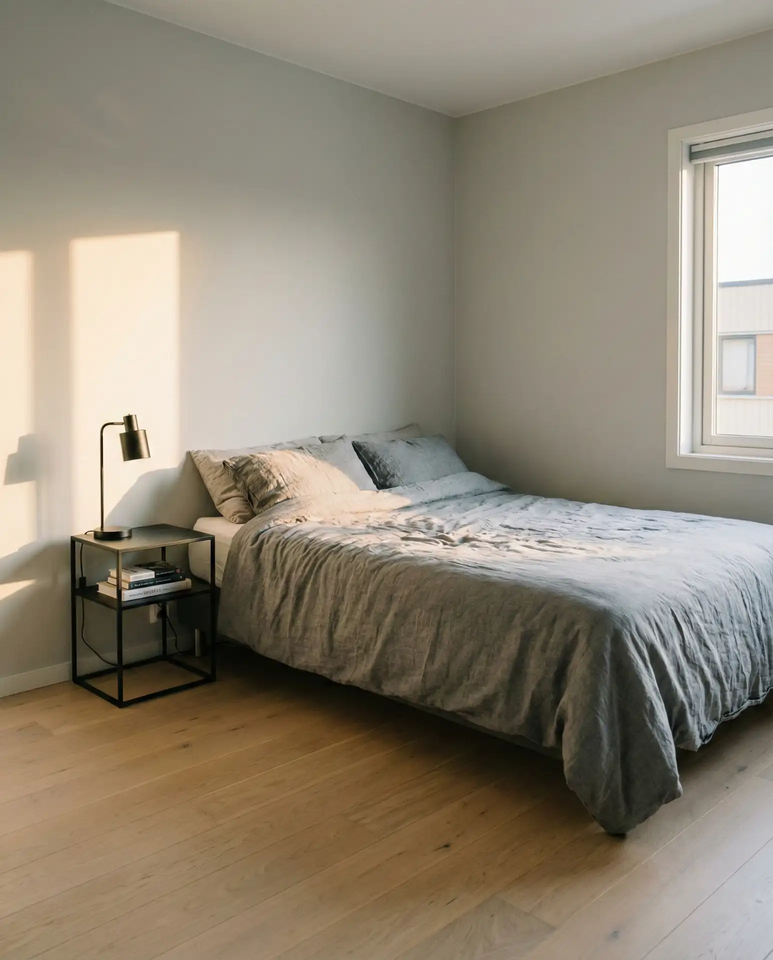 Queen Bed with Nightstand on One Side 2