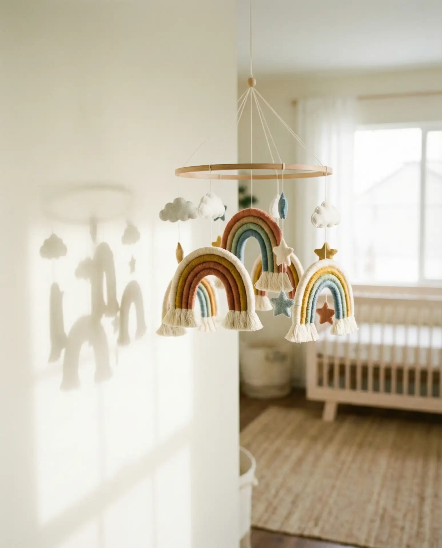 Rainbow Mobile Above the Crib 1