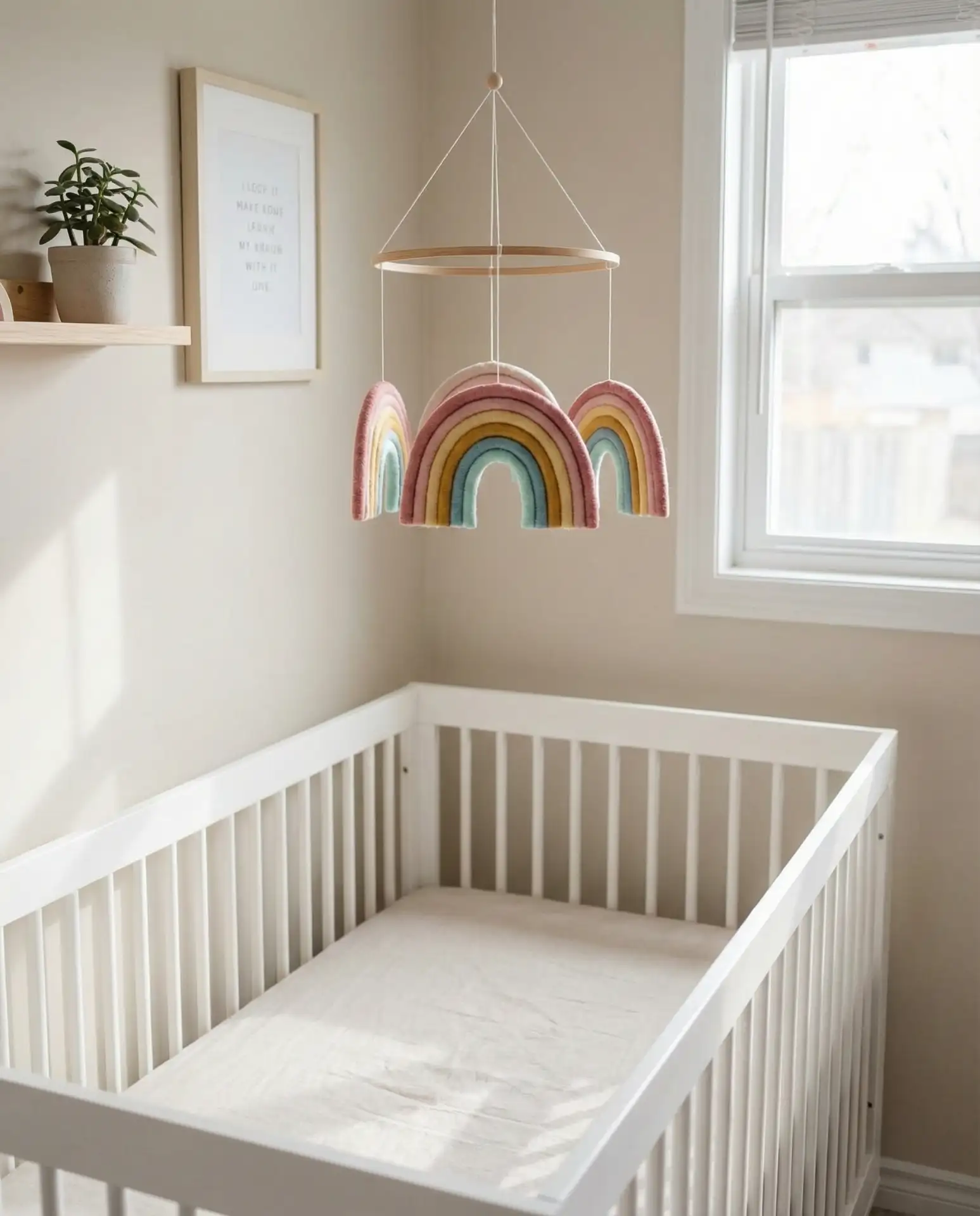 Rainbow Mobile Above the Crib 2