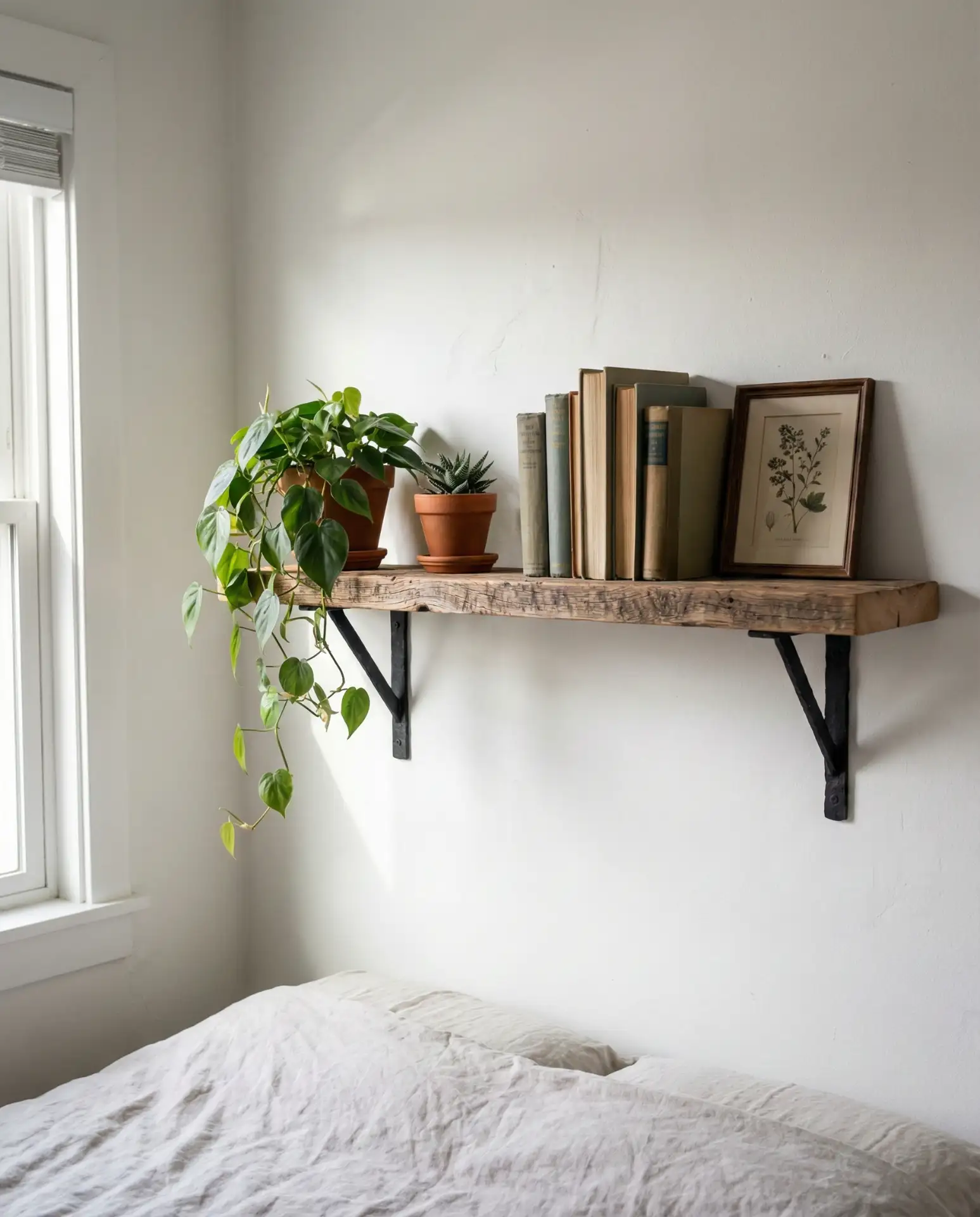 Raw Wood Beams as Decorative Shelving 2