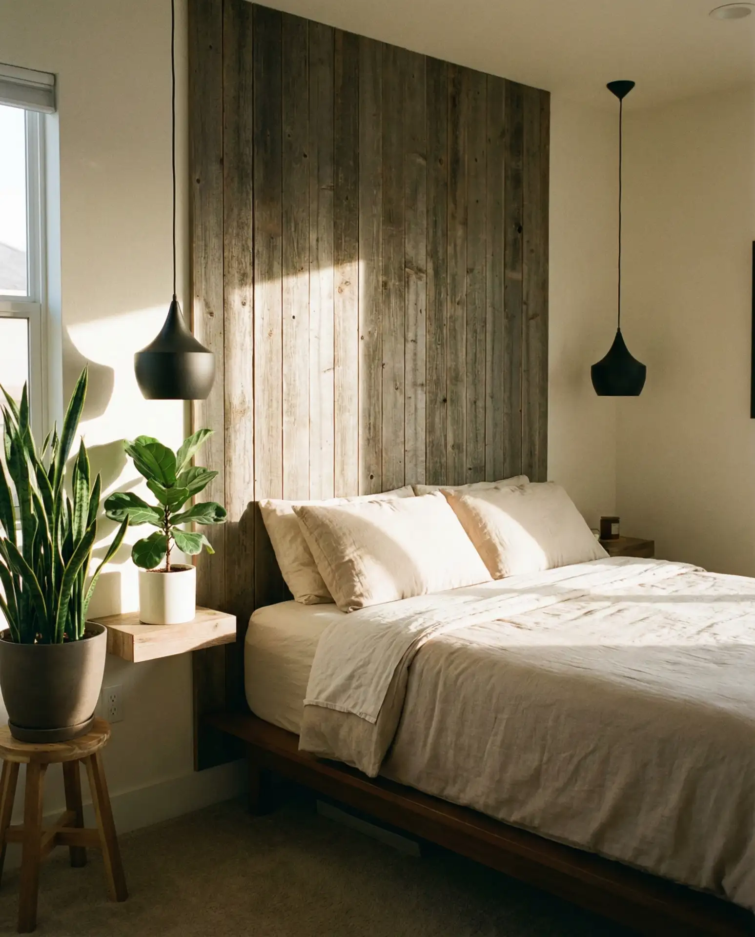 Reclaimed Wood Accent Wall with Modern Touches 1
