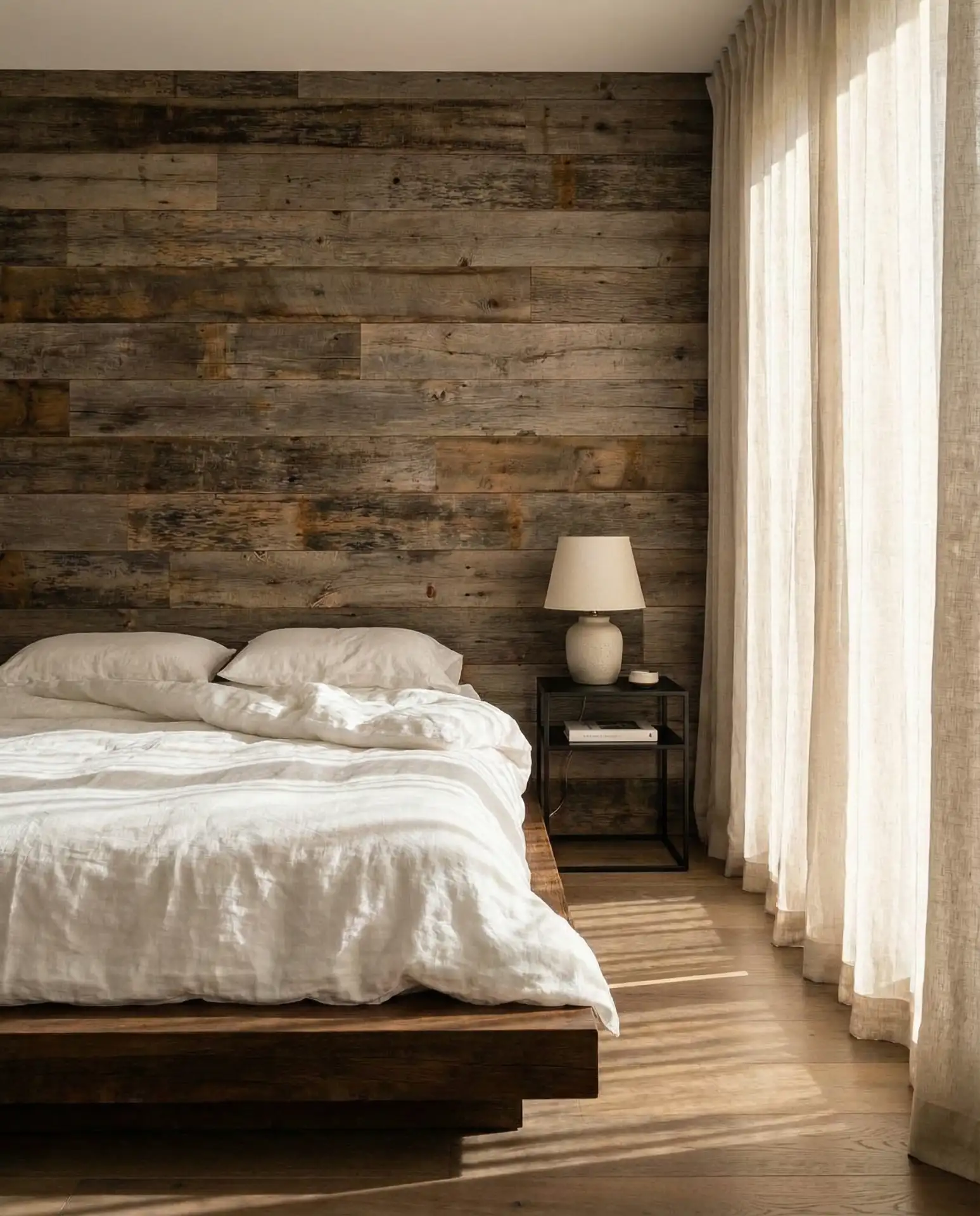 Reclaimed Wood Accent Wall with Modern Touches 2