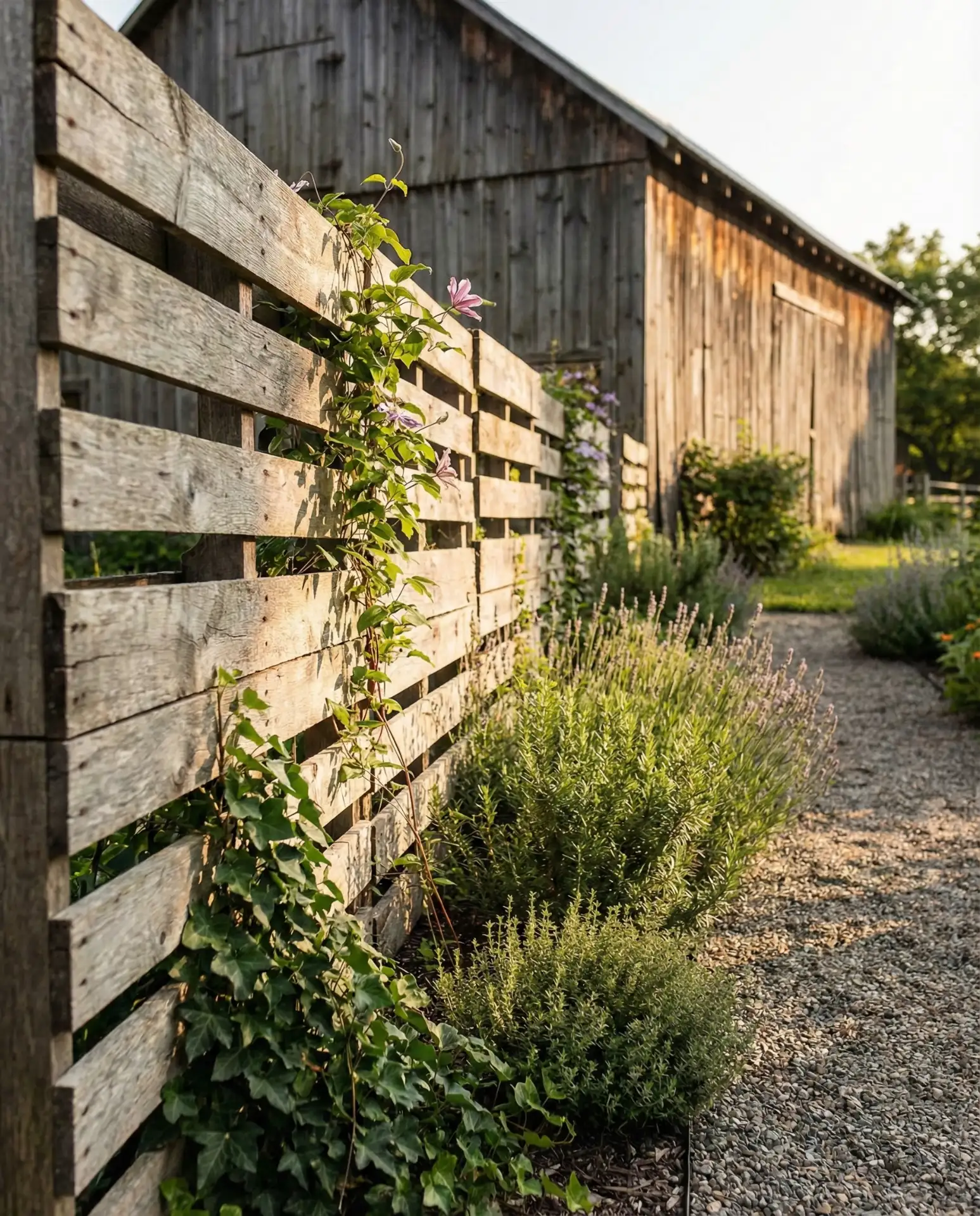 Reclaimed Wood Pallet Fence with Rustic Charm 1