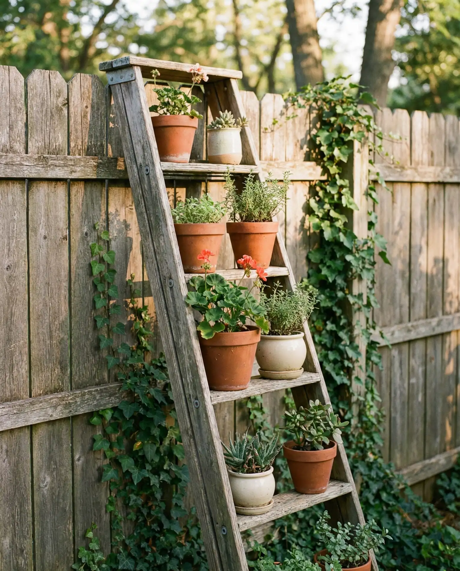 Repurposed Ladder Plant Stand 1