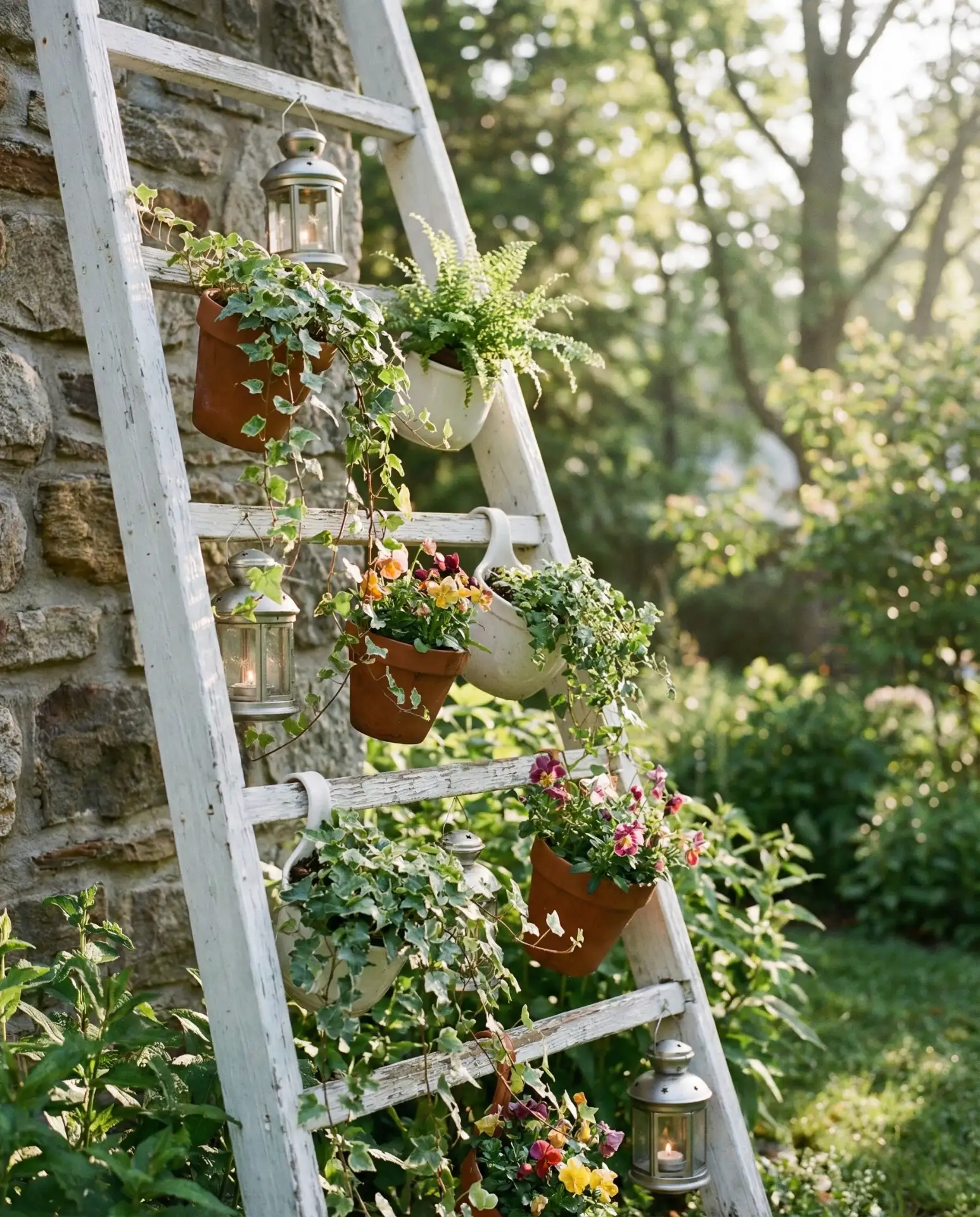 Repurposed Ladder Plant Stand 2