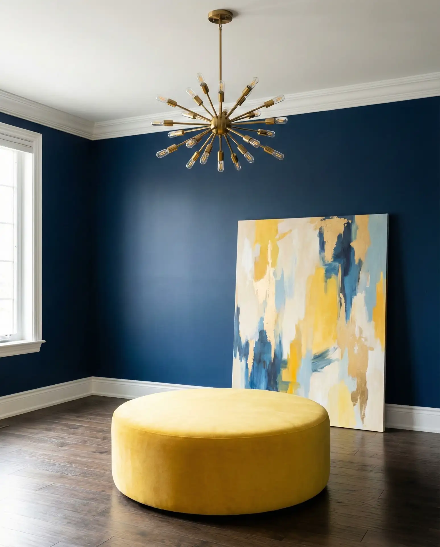 Royal Blue and Yellow Statement Living Room 2