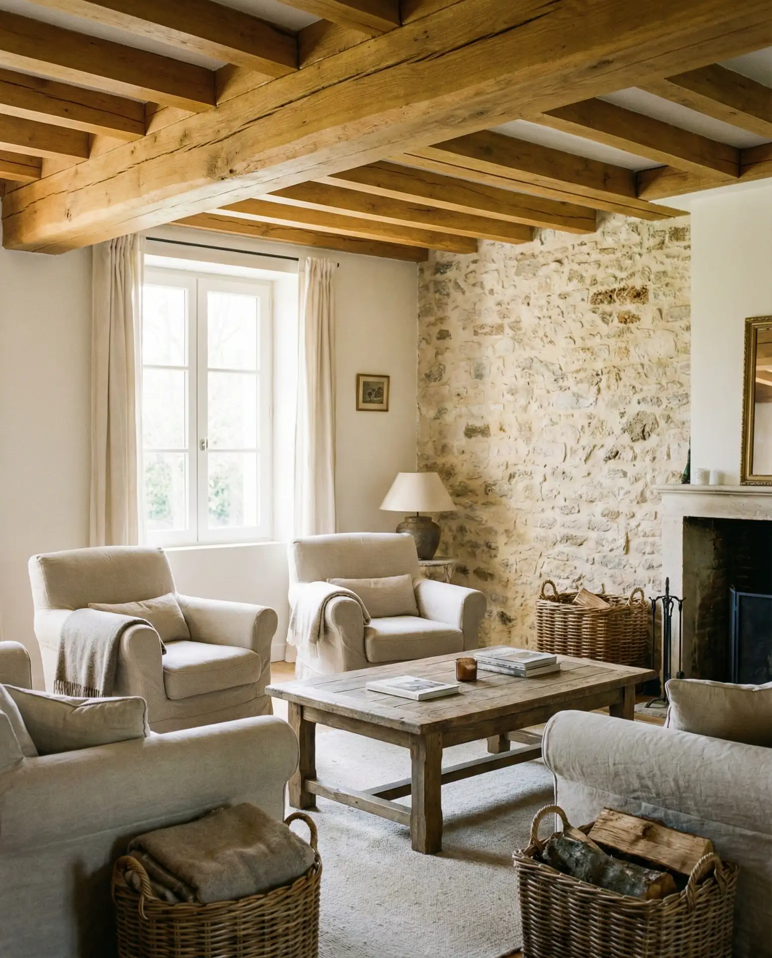 Rustic Exposed Beams and Stone Accents 1