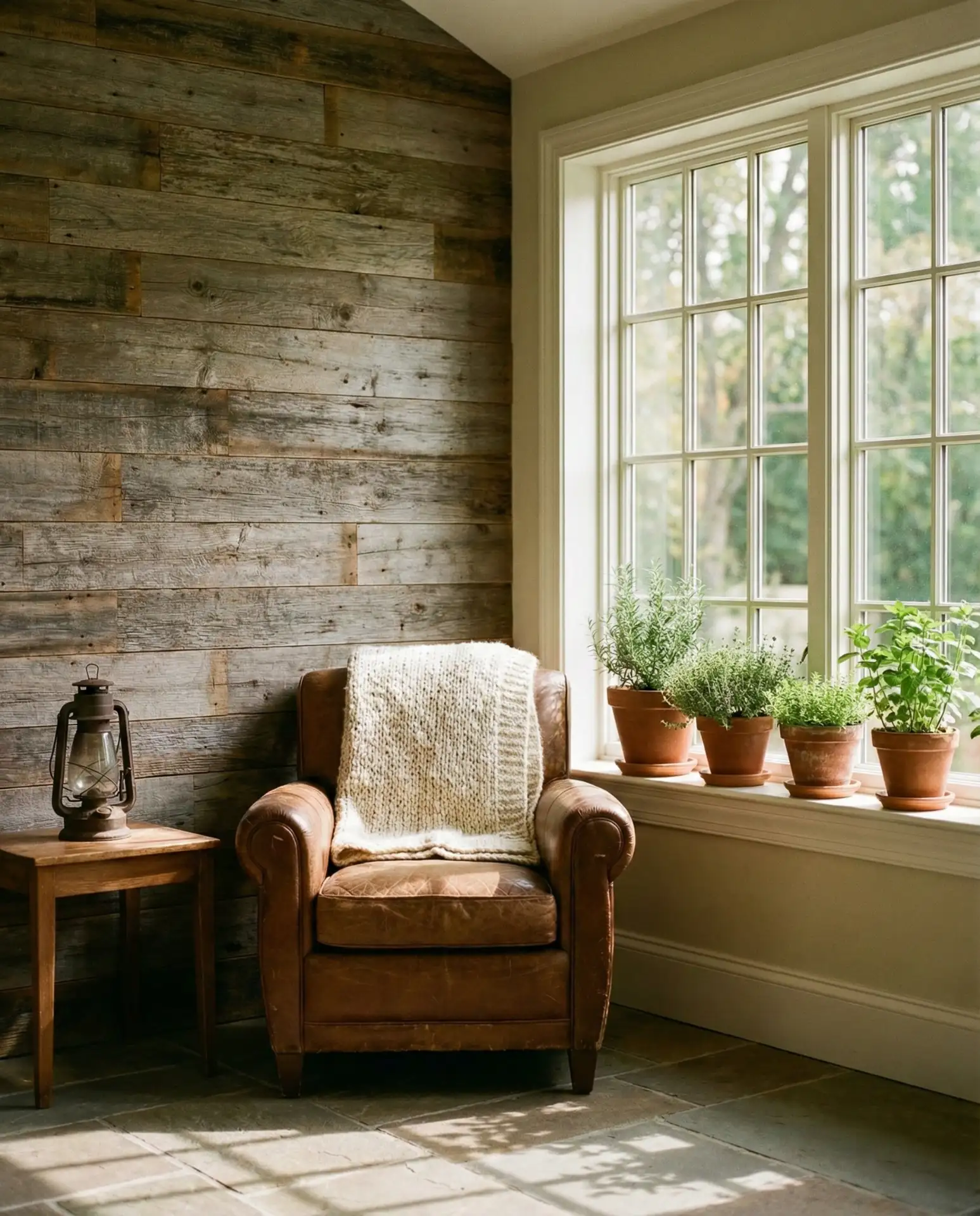 Rustic Sunroom with Reclaimed Wood 1