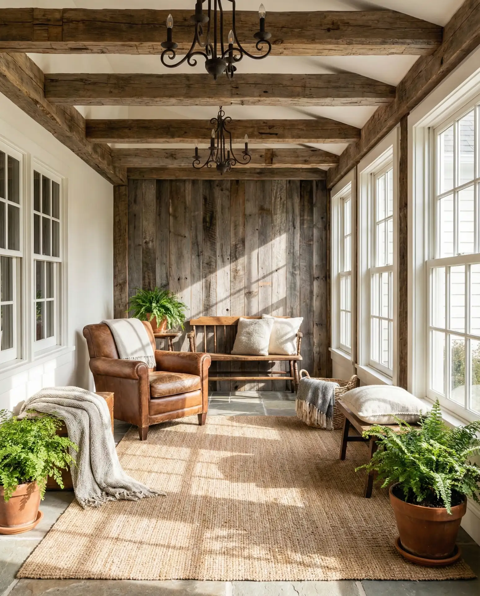 Rustic Sunroom with Reclaimed Wood 2