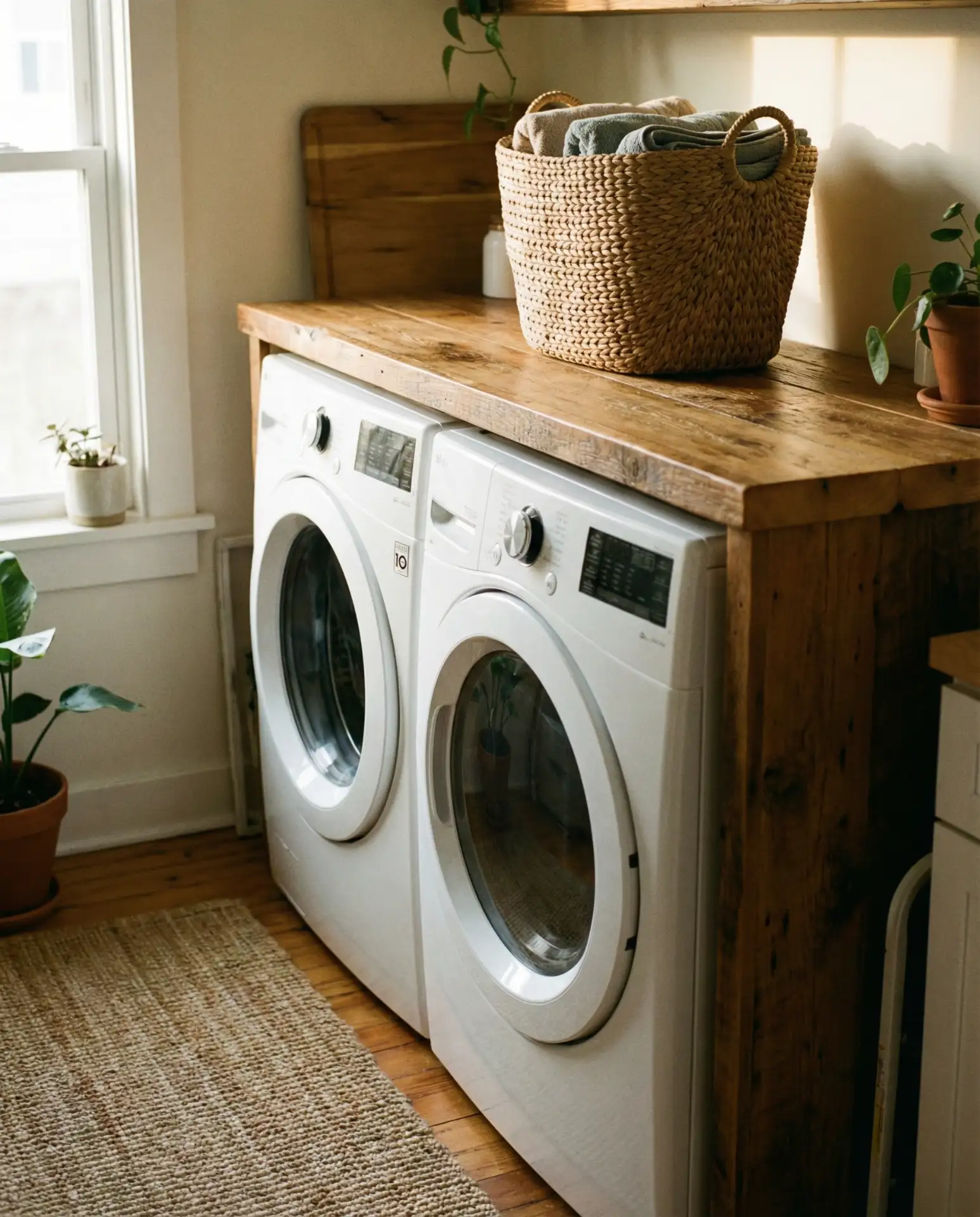 Rustic Wood Countertop Over Front Loaders 1