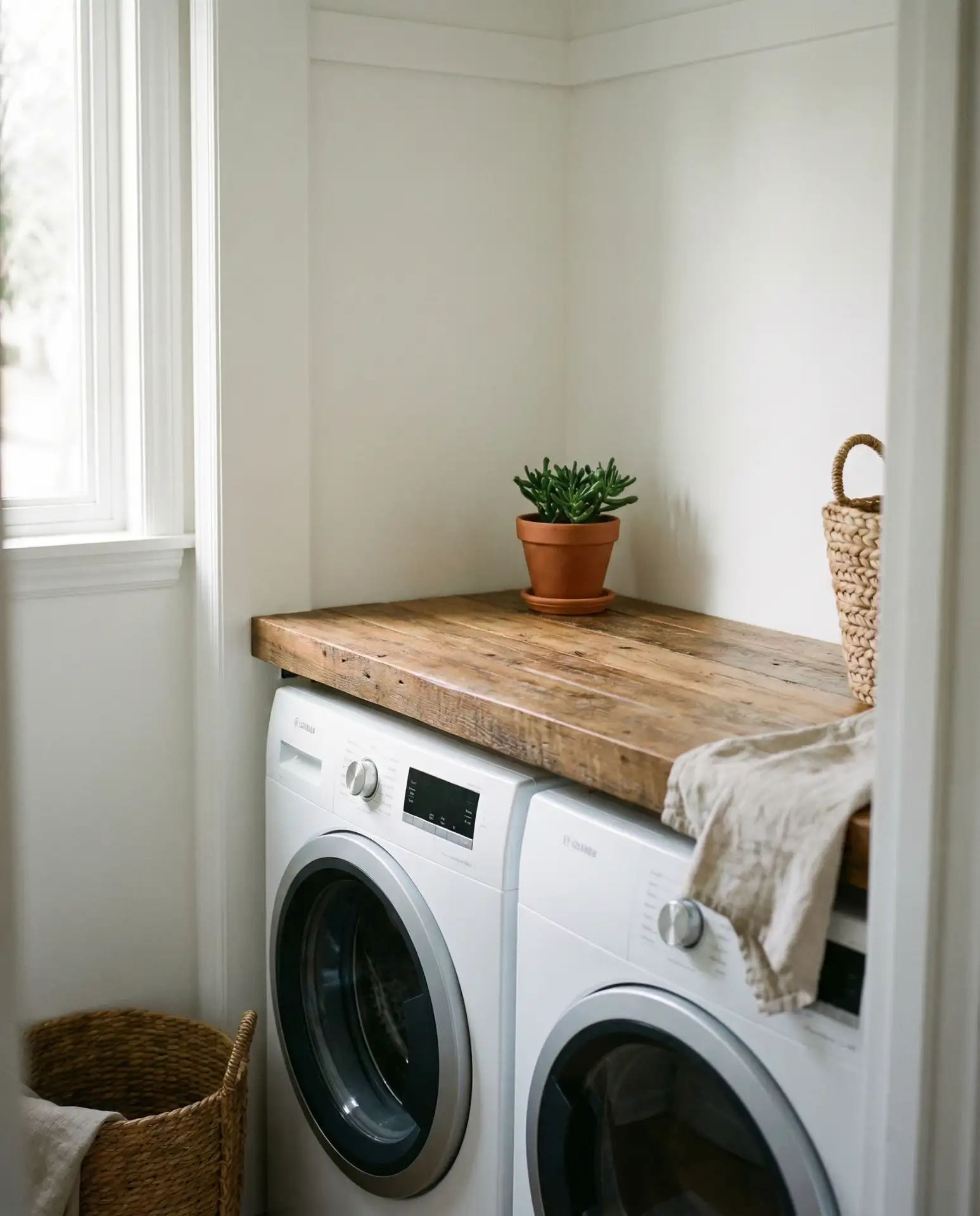 Rustic Wood Countertop Over Front Loaders 2