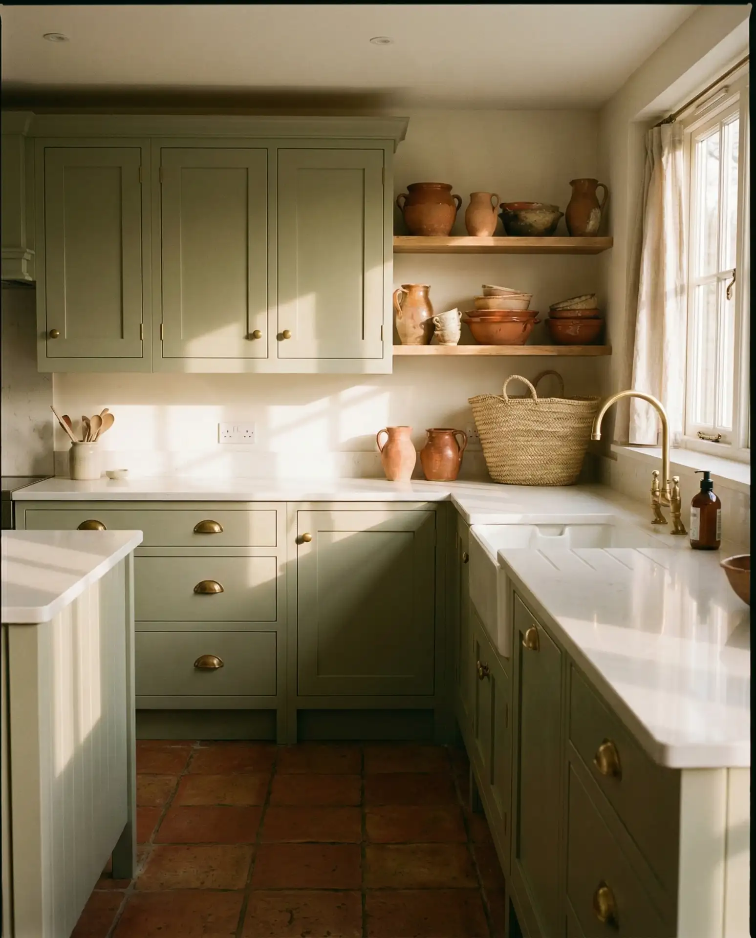 Sage Green Kitchen with Terracotta Accents 2