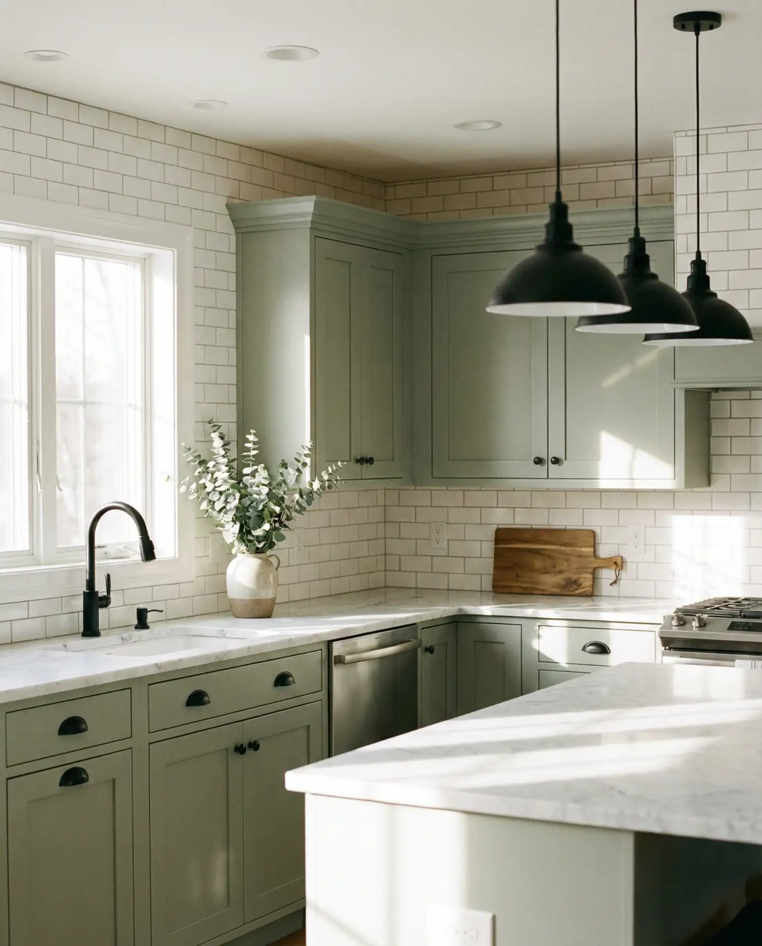 Sage Green with Black Iron Fixtures 1