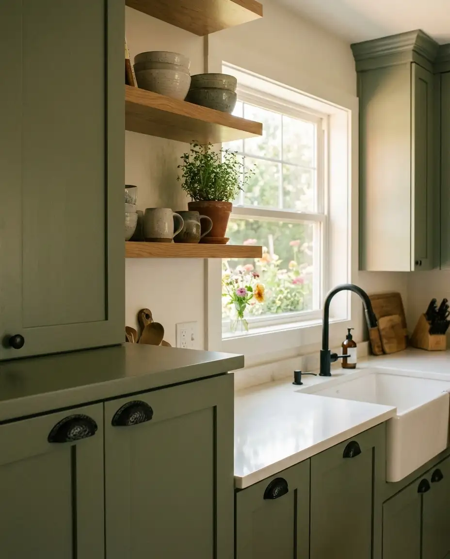 Sage Green with Black Iron Fixtures 2