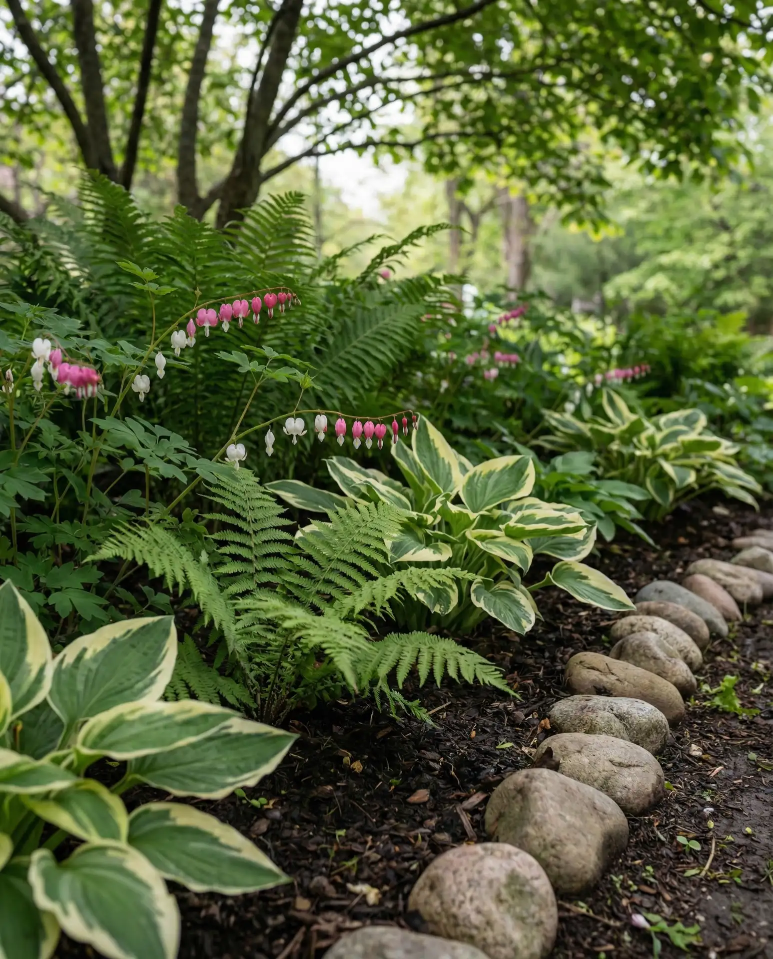 Shady Woodland Entry with Ferns and Hostas 2