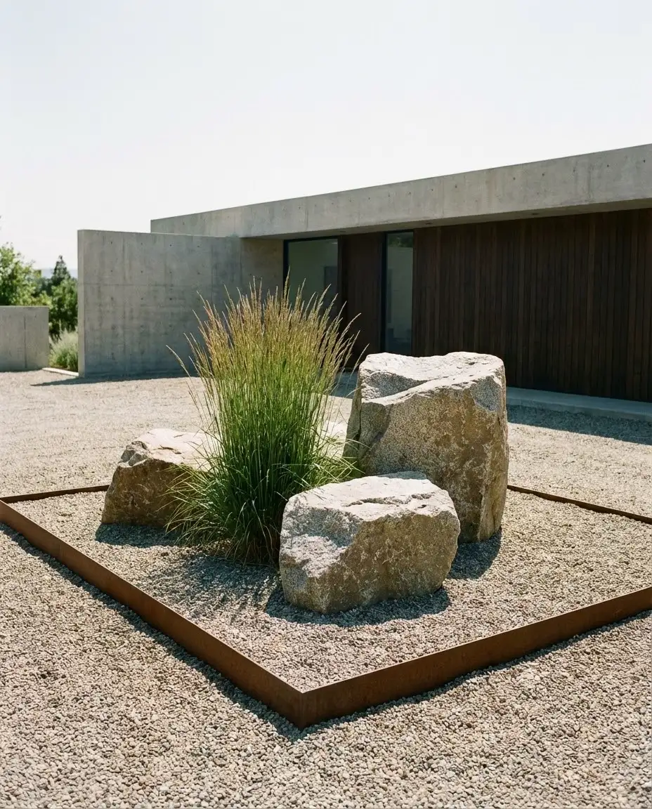 Simple Gravel Yard with Sculptural Accents 2
