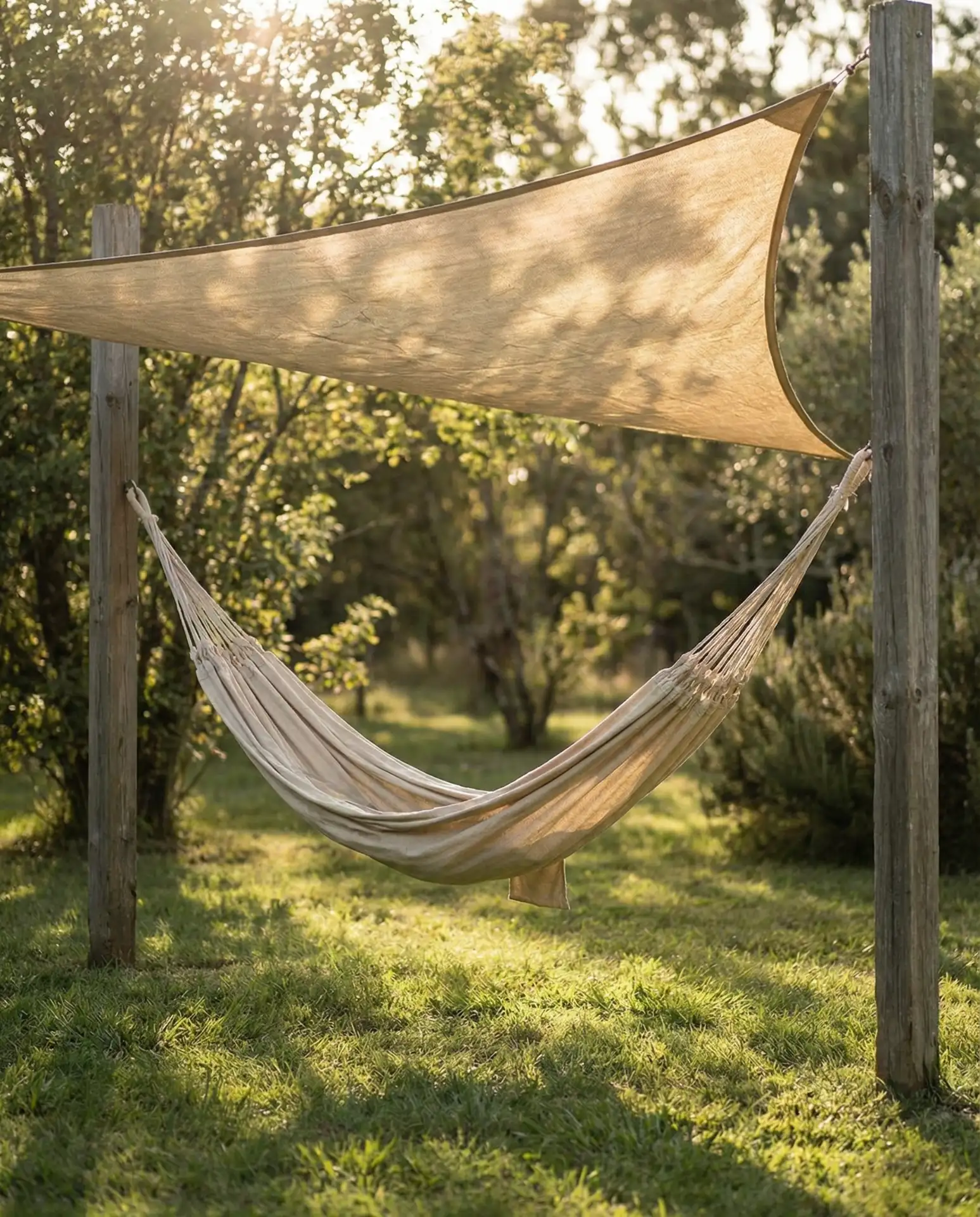 Simple Hammock Corner with Shade Sail 2