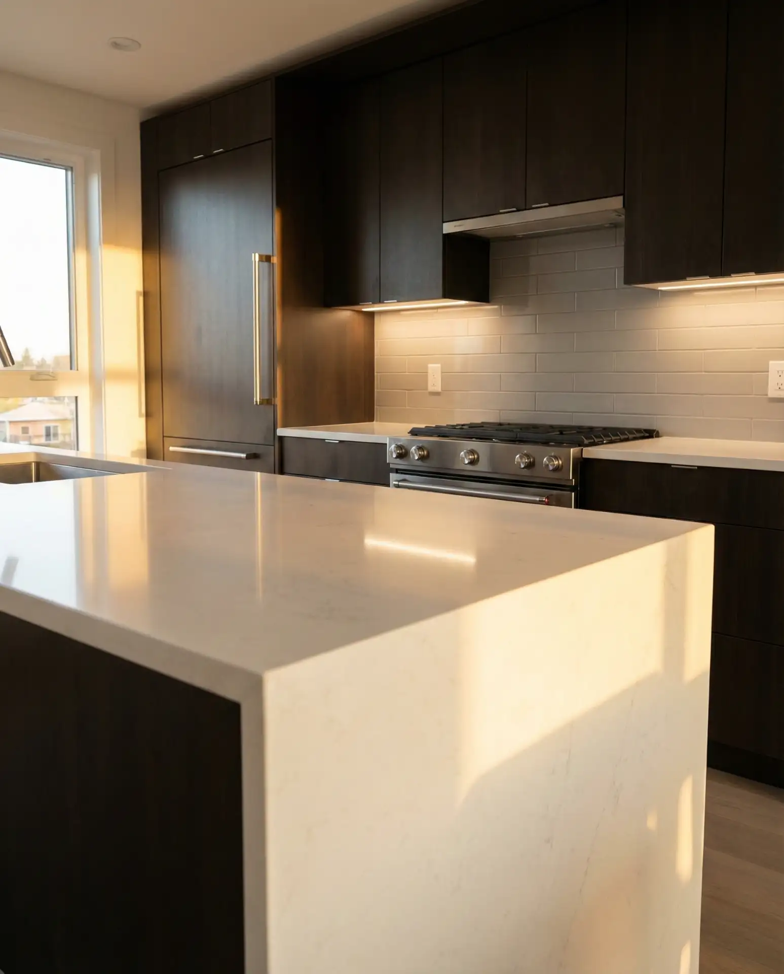 Sleek Double-Galley with Waterfall Counters 1