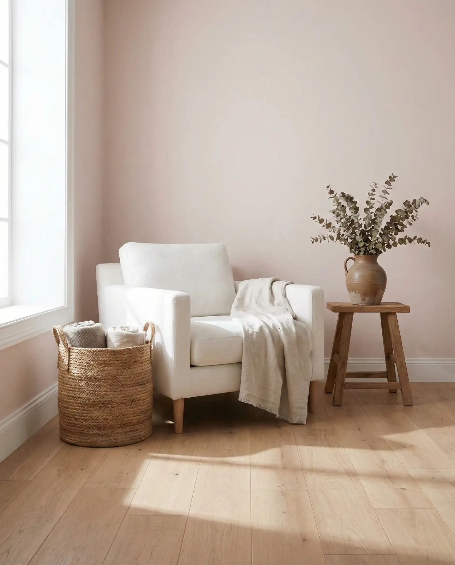 Soft Blush with Oak Flooring 1