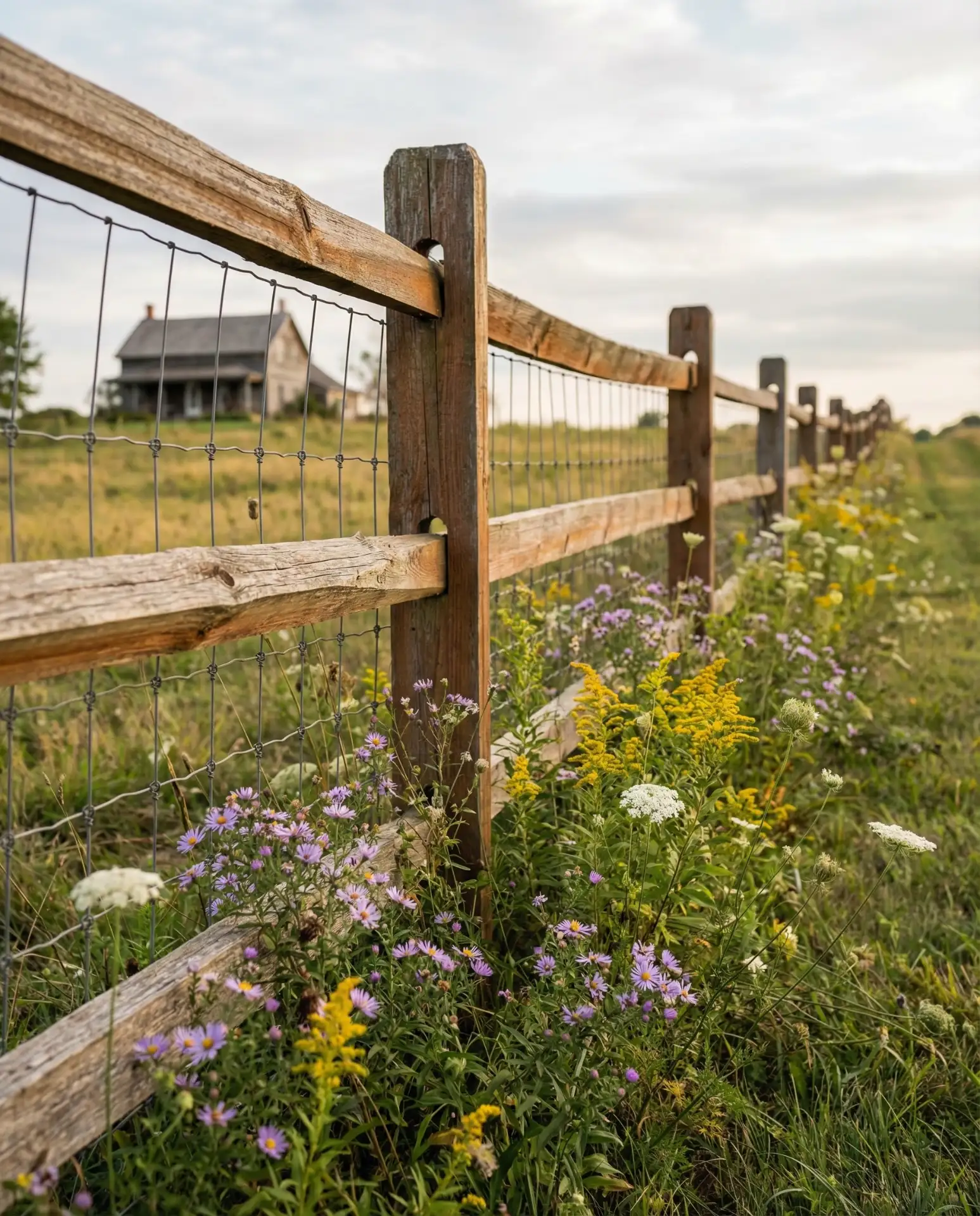 Split-Rail Cedar Fence with Wire Mesh Backing 2