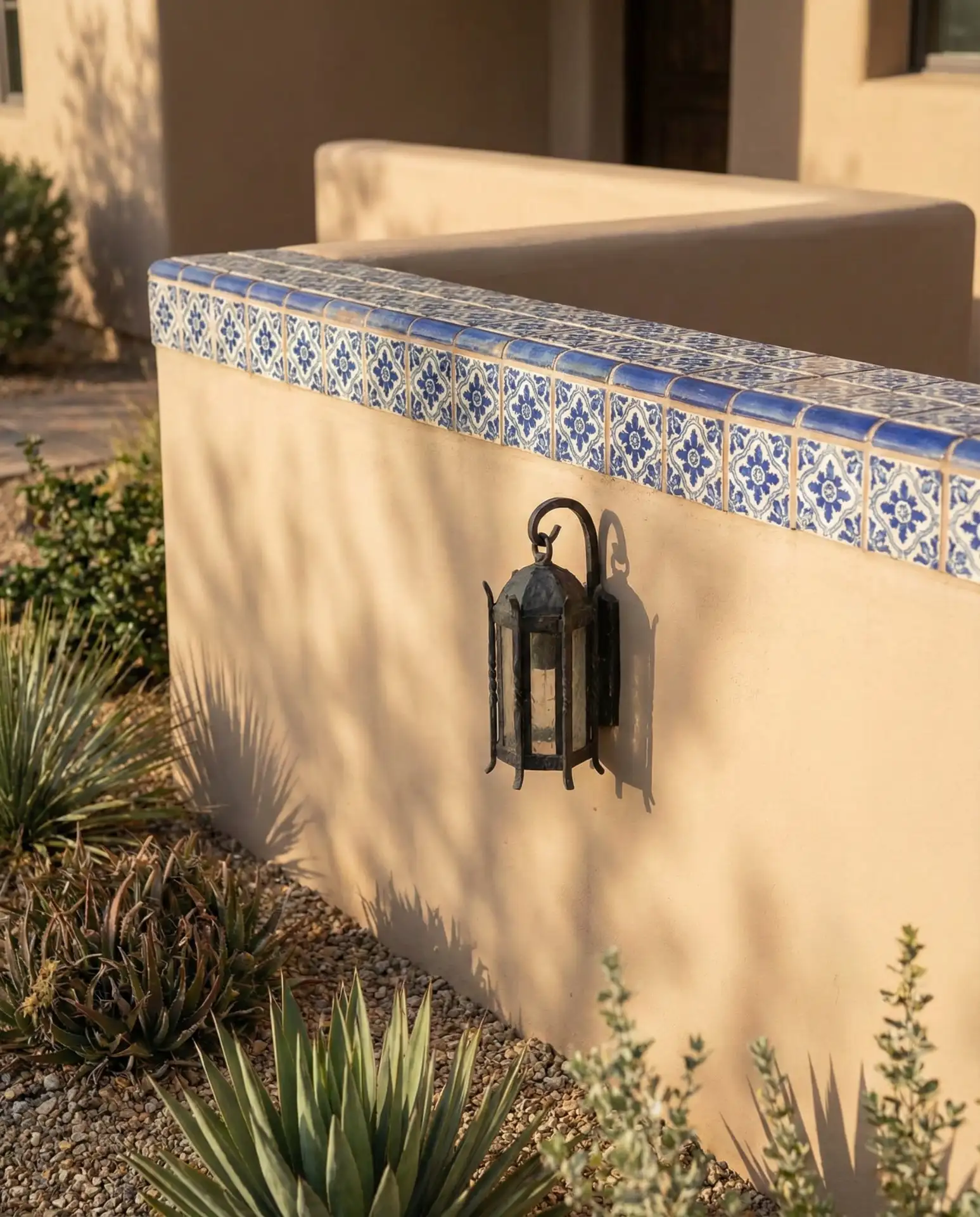Stucco Wall Fence with Tile Coping 1