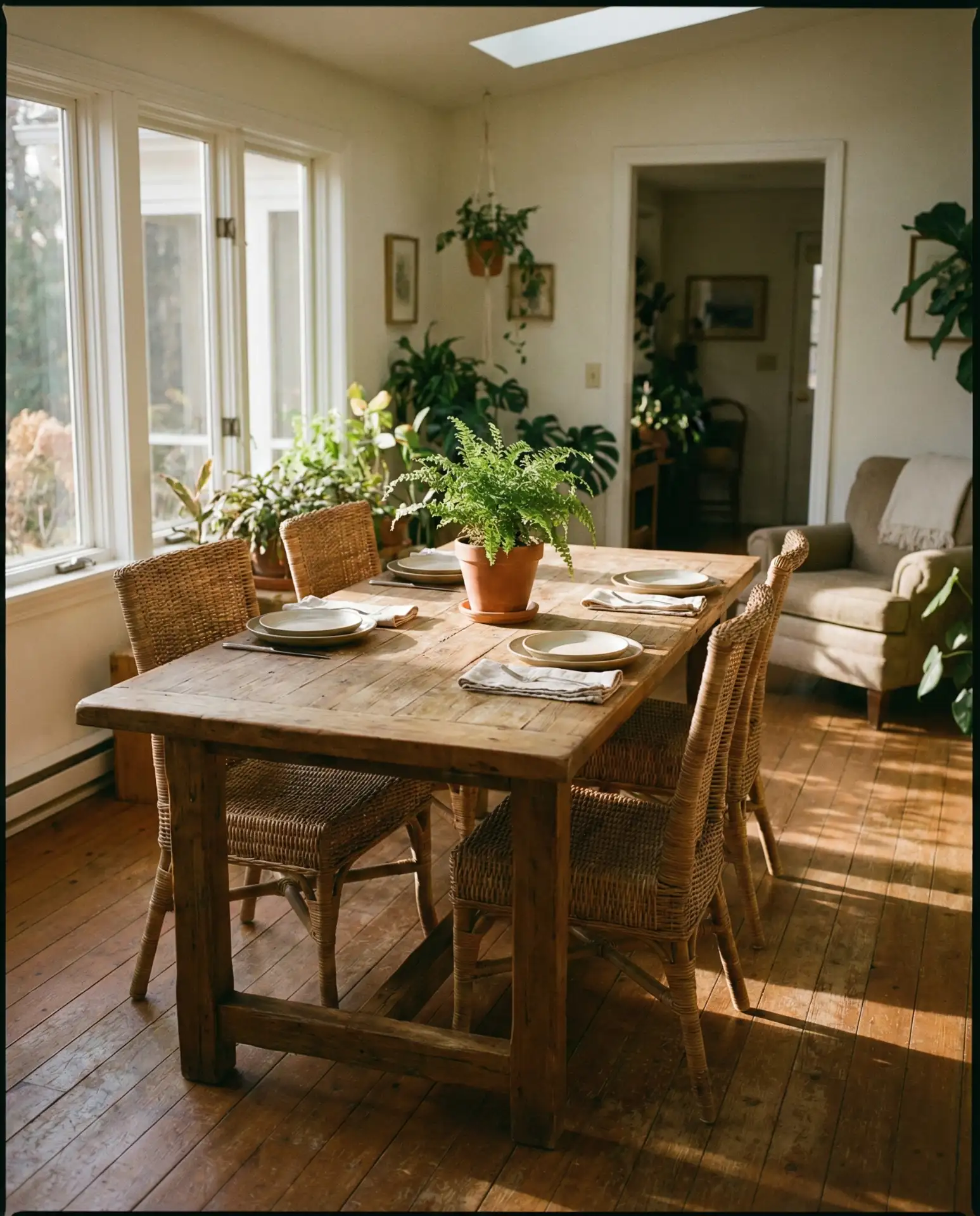 Sunroom Dining Area with Natural Materials 2